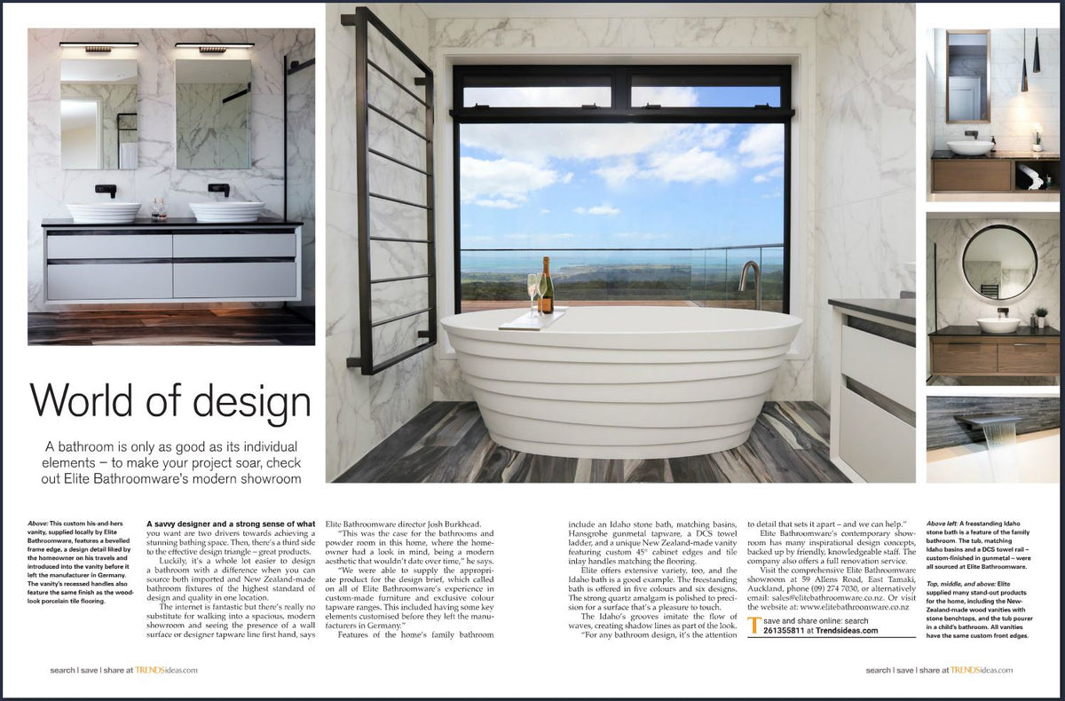 LATEST TREND ARTICLE FEATURING ELITE BATHROOMWARE Elite Bathroomware