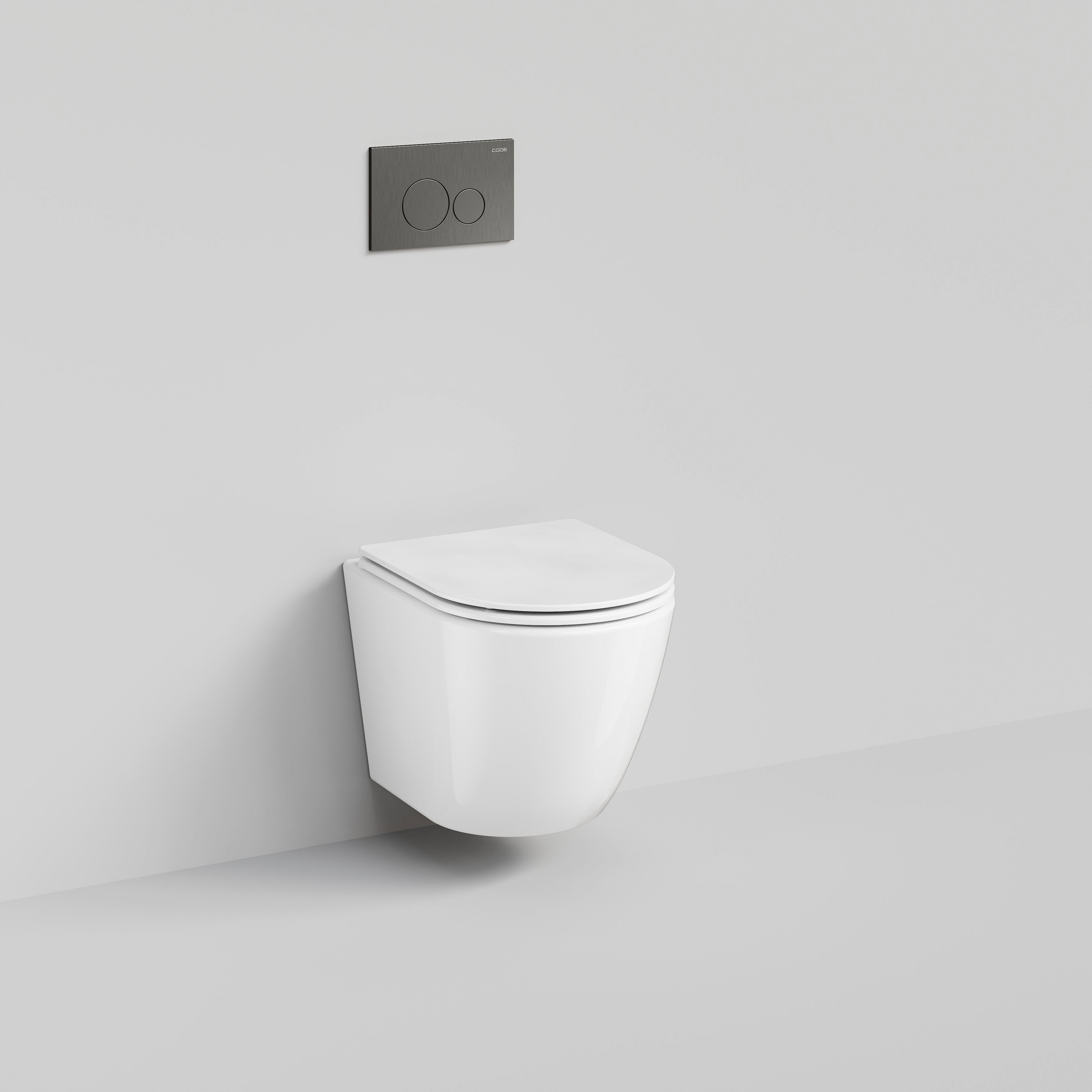 Code Flow Typhoon Wall Hung Toilet Suite | Gunmetal Button