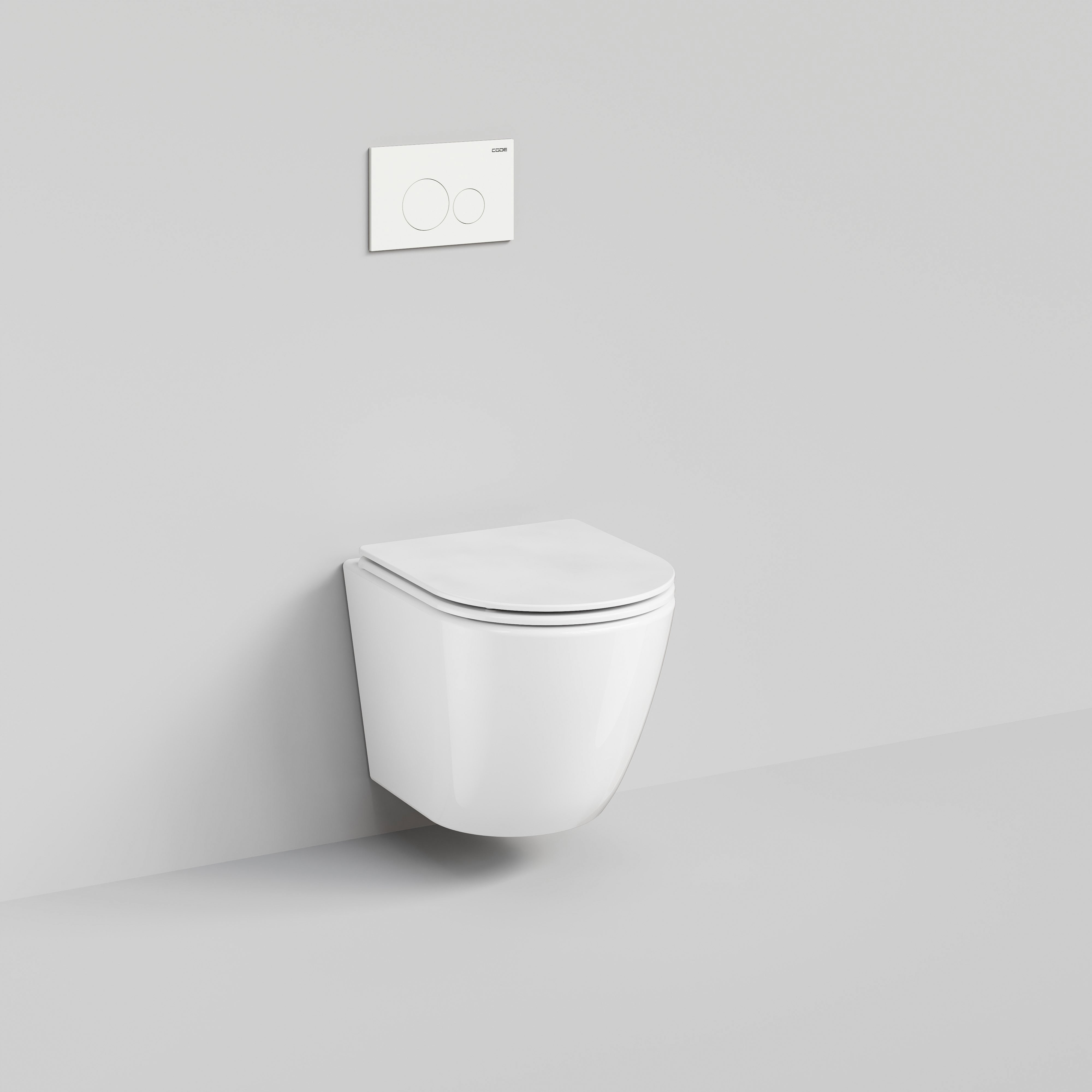 Code Flow Typhoon Wall Hung Toilet Suite | Matte White Button