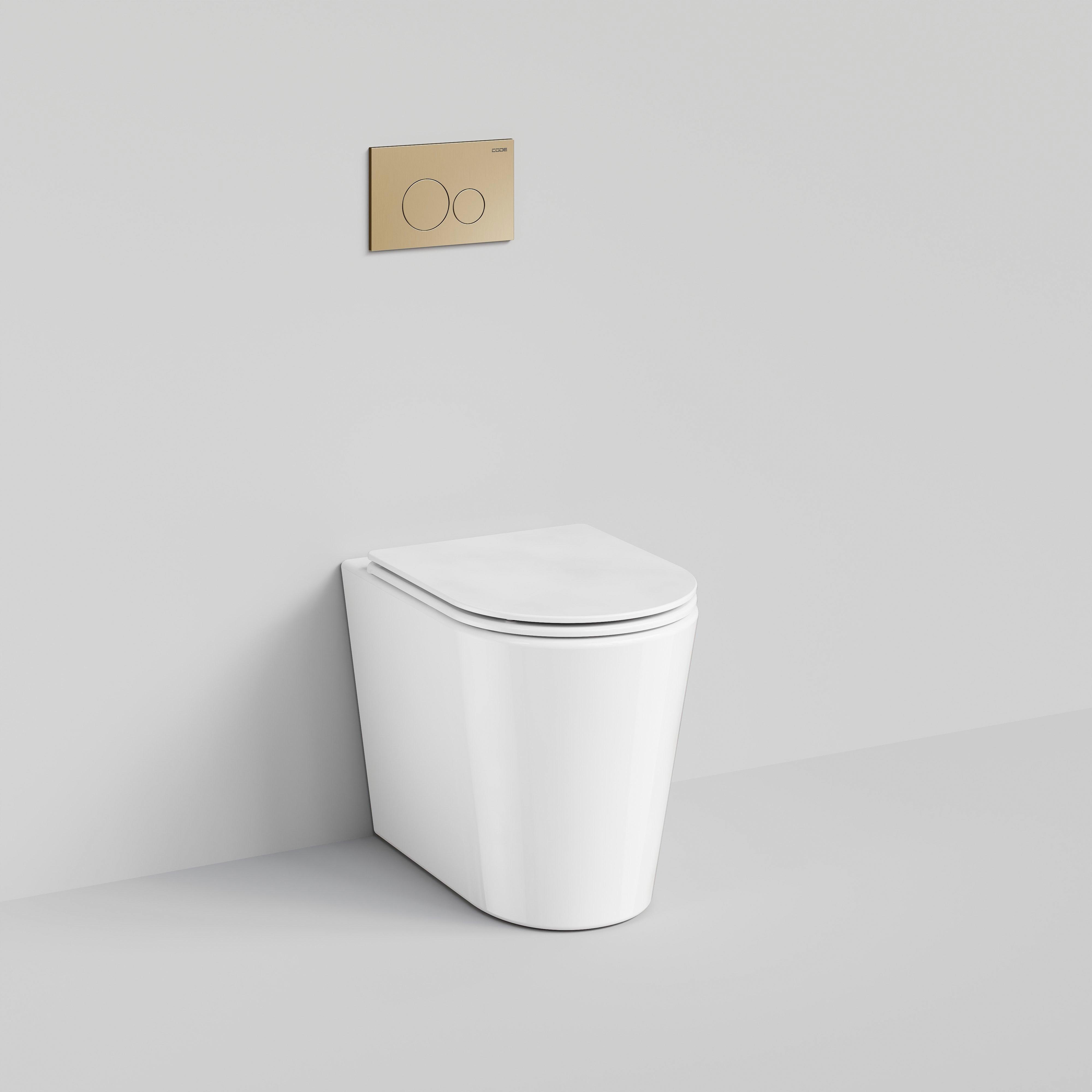 Code Pure Typhoon Inwall Toilet Suite | Brushed Brass Button