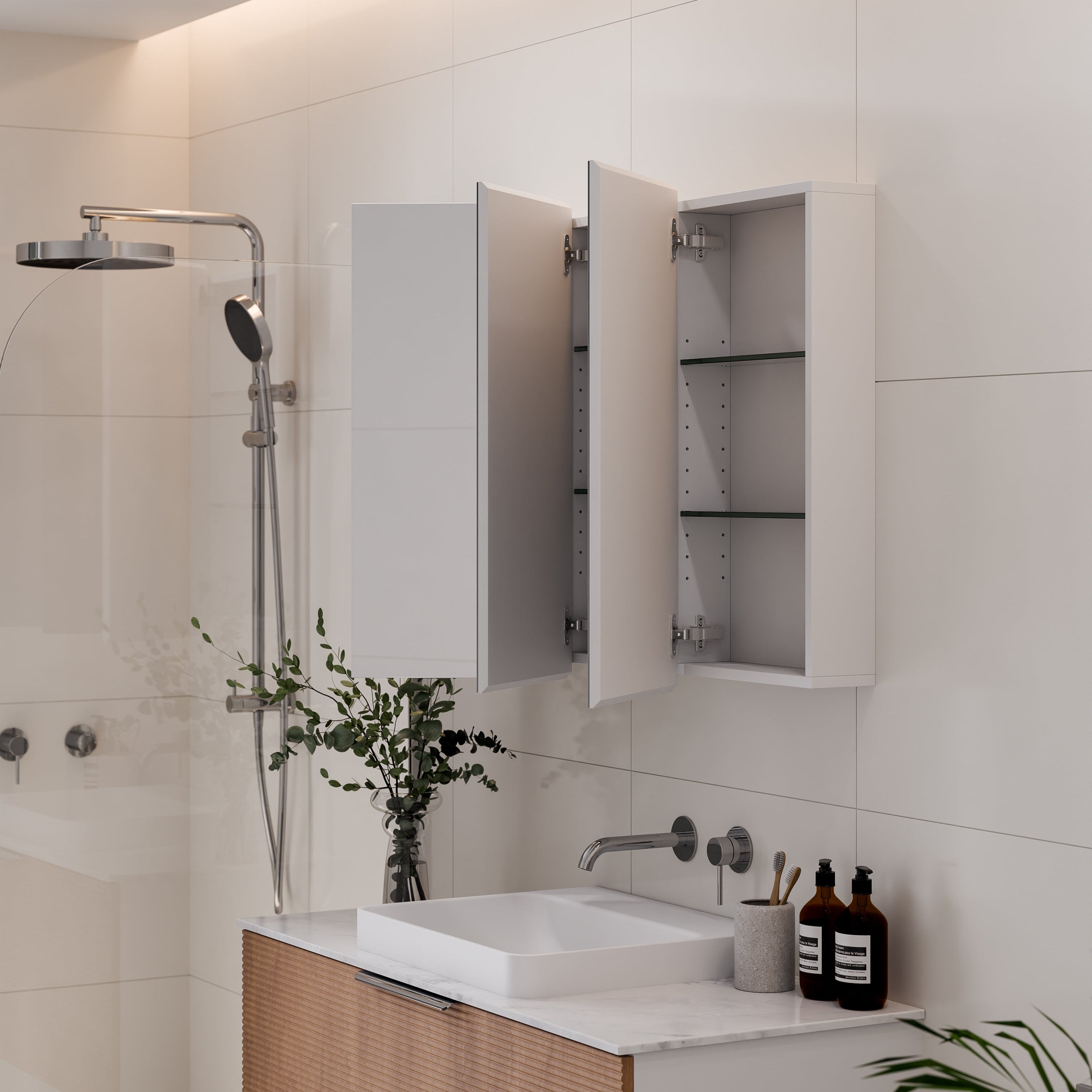Code Luxe 1050mm Mirror Cabinet | 3 Door