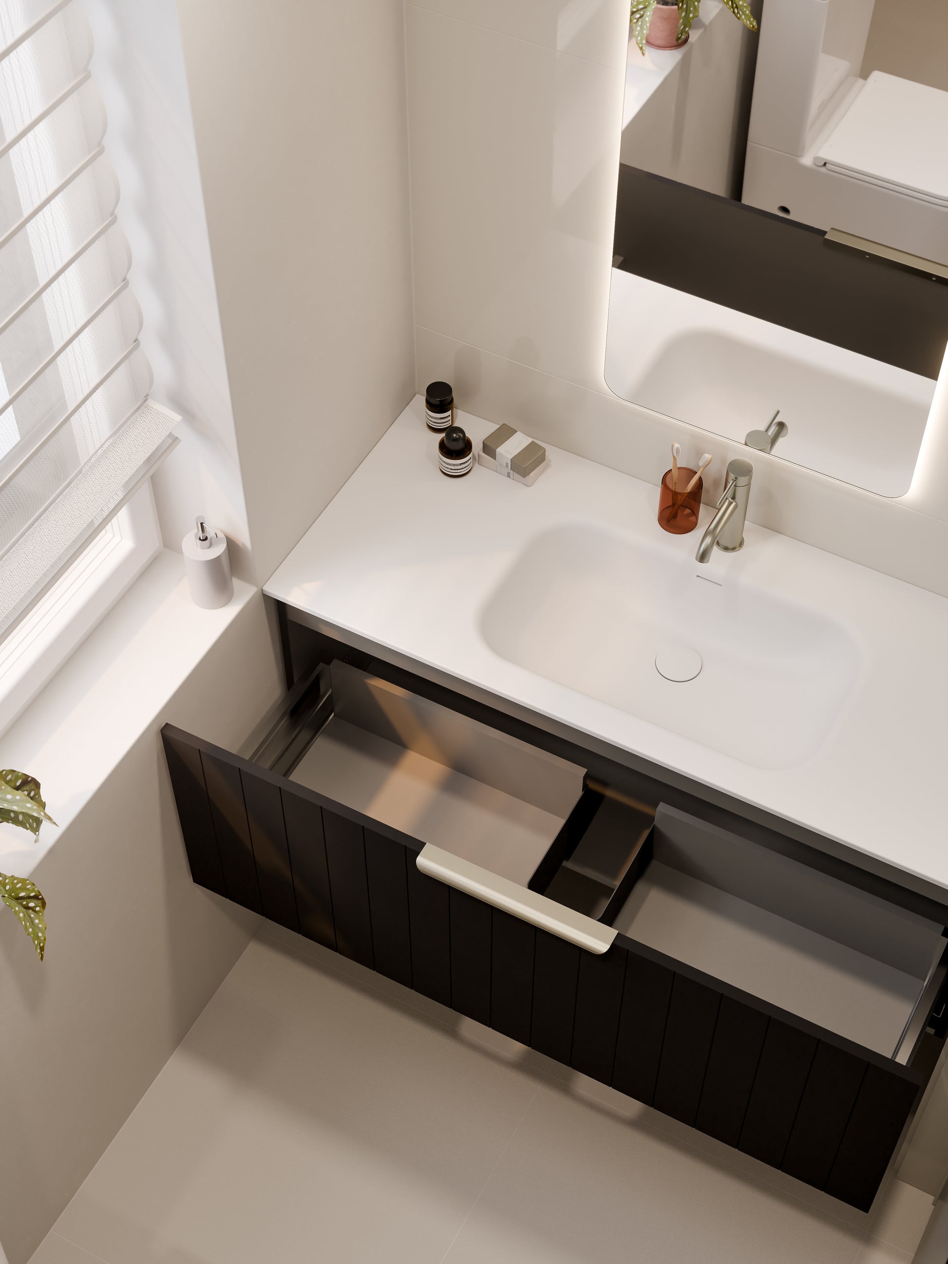 lineare-1200-coastal-single-drawer-vanity-matte-black