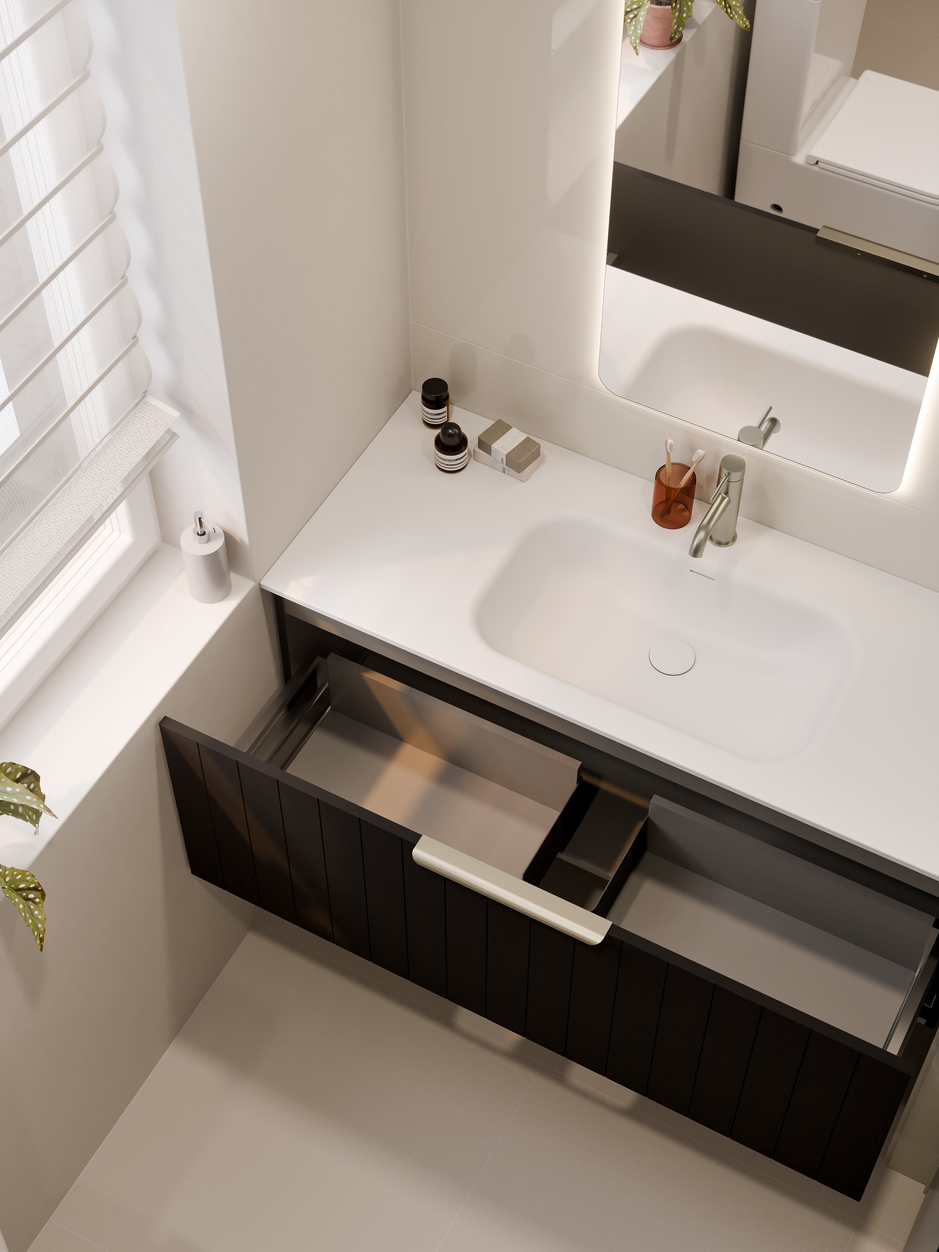 lineare-1200-coastal-single-drawer-vanity-matte-black