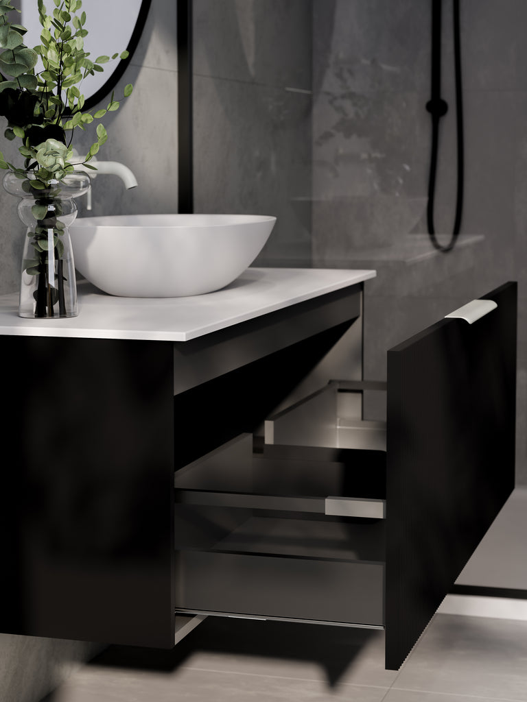 lineare-1200-pillar-single-drawer-vanity-matte-black