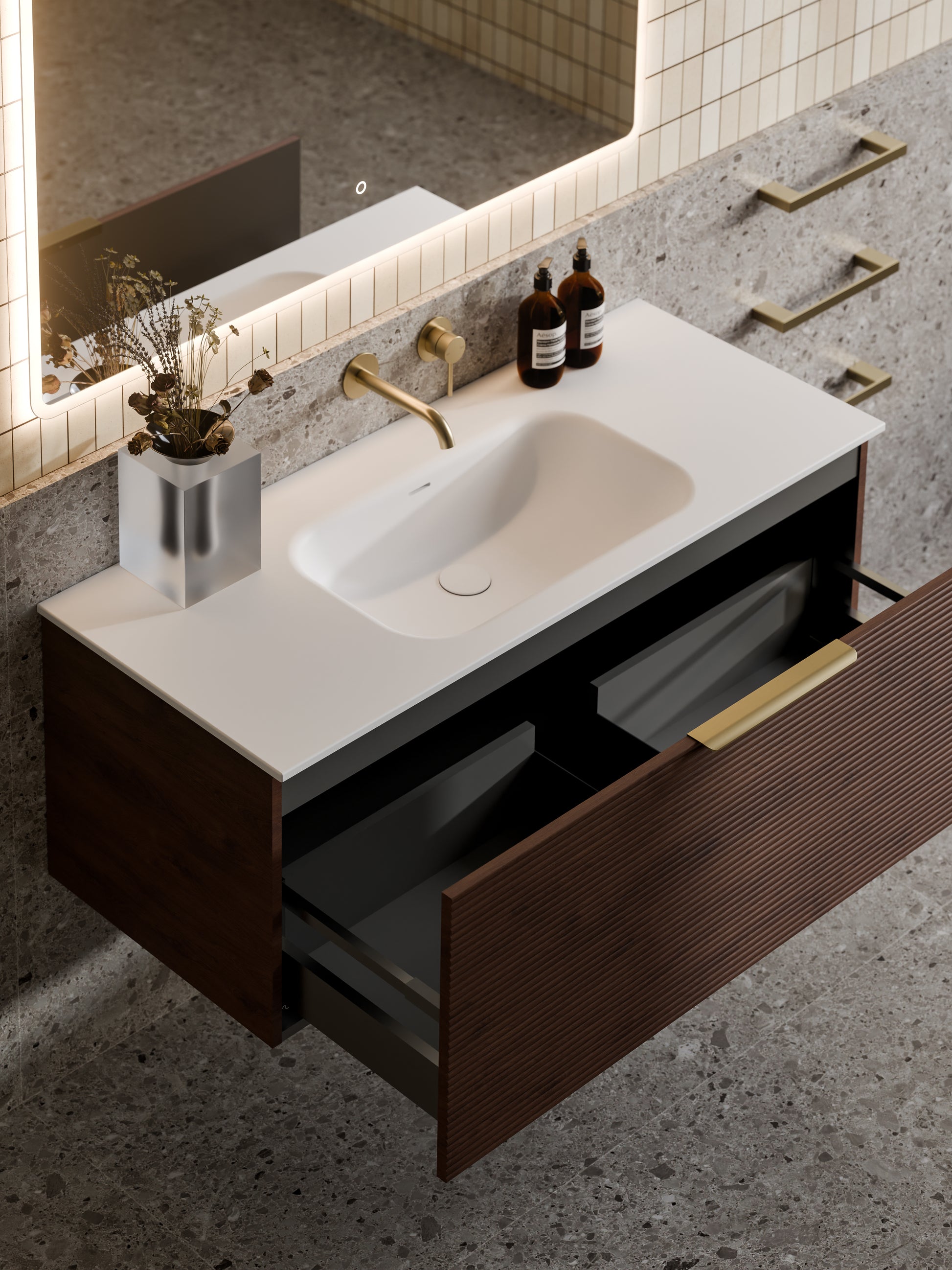 lineare-1200-orchard-single-drawer-vanity-walnut