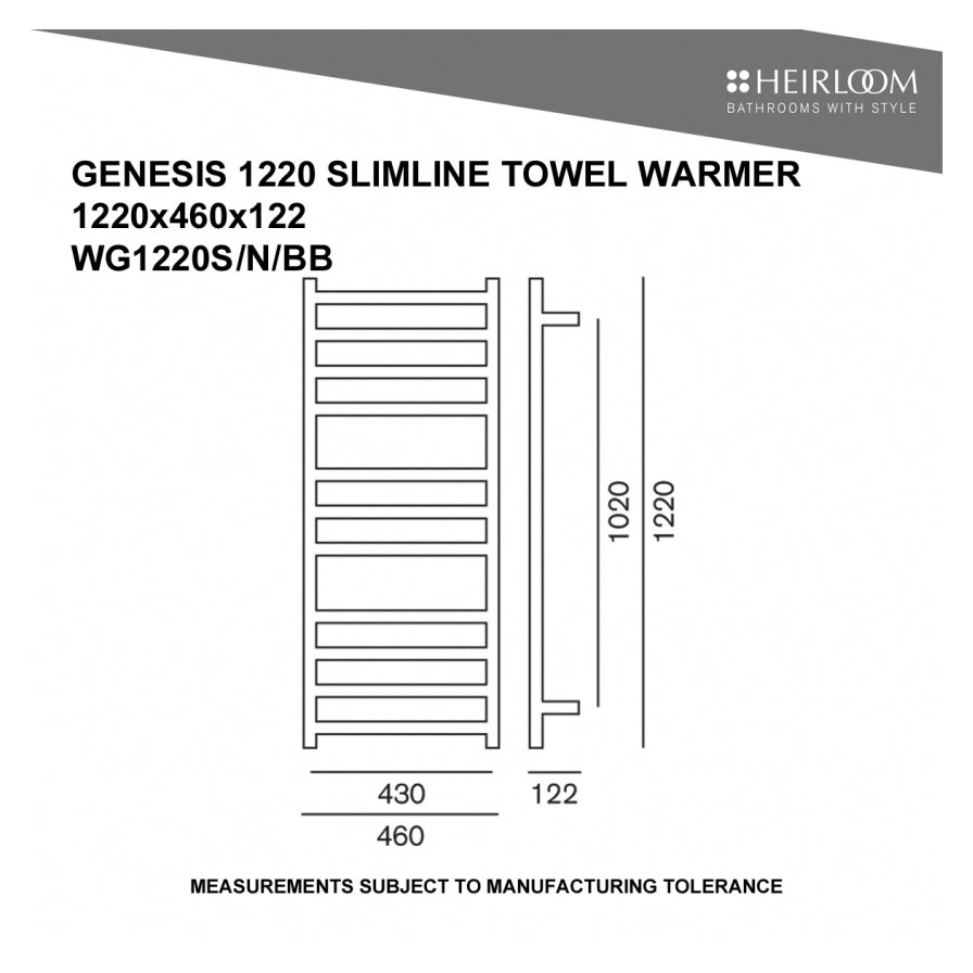 HEIRLOOM GENESIS 1220 SLIMLINE TOWEL LADDER BRUSHED COPPER