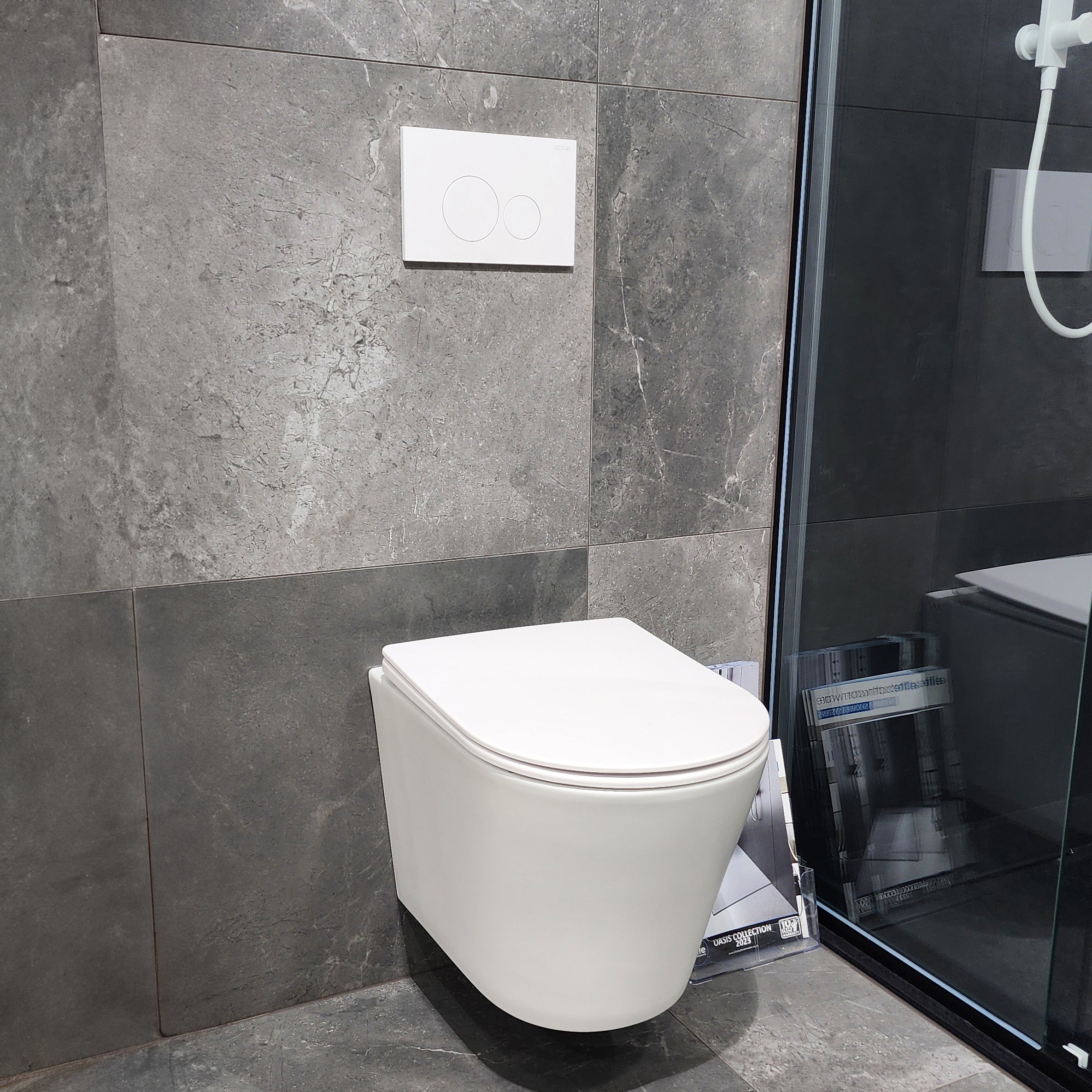 CODE PURE TYPHOON WALL HUNG TOILET SUITE x MATTE WHITE BUTTON