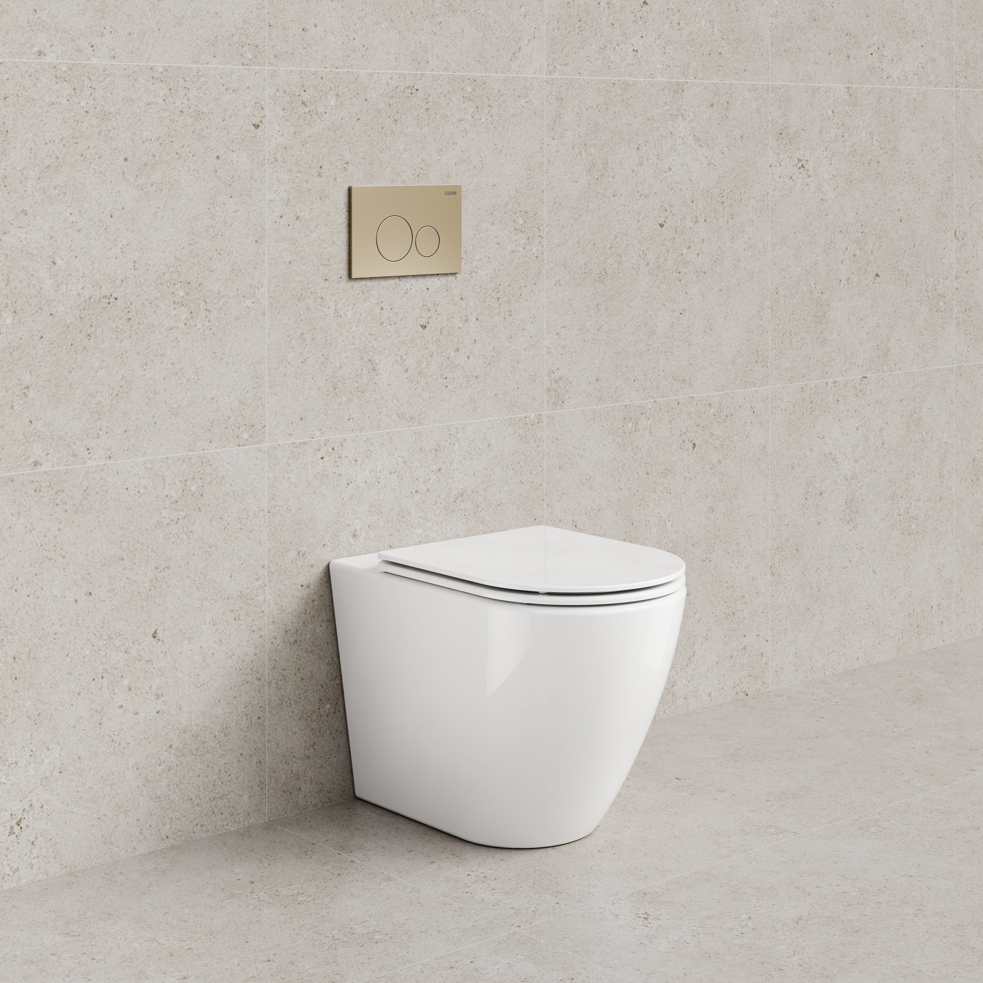 CODE FLOW TYPHOON INWALL TOILET SUITE | BRUSHED BRASS BUTTON