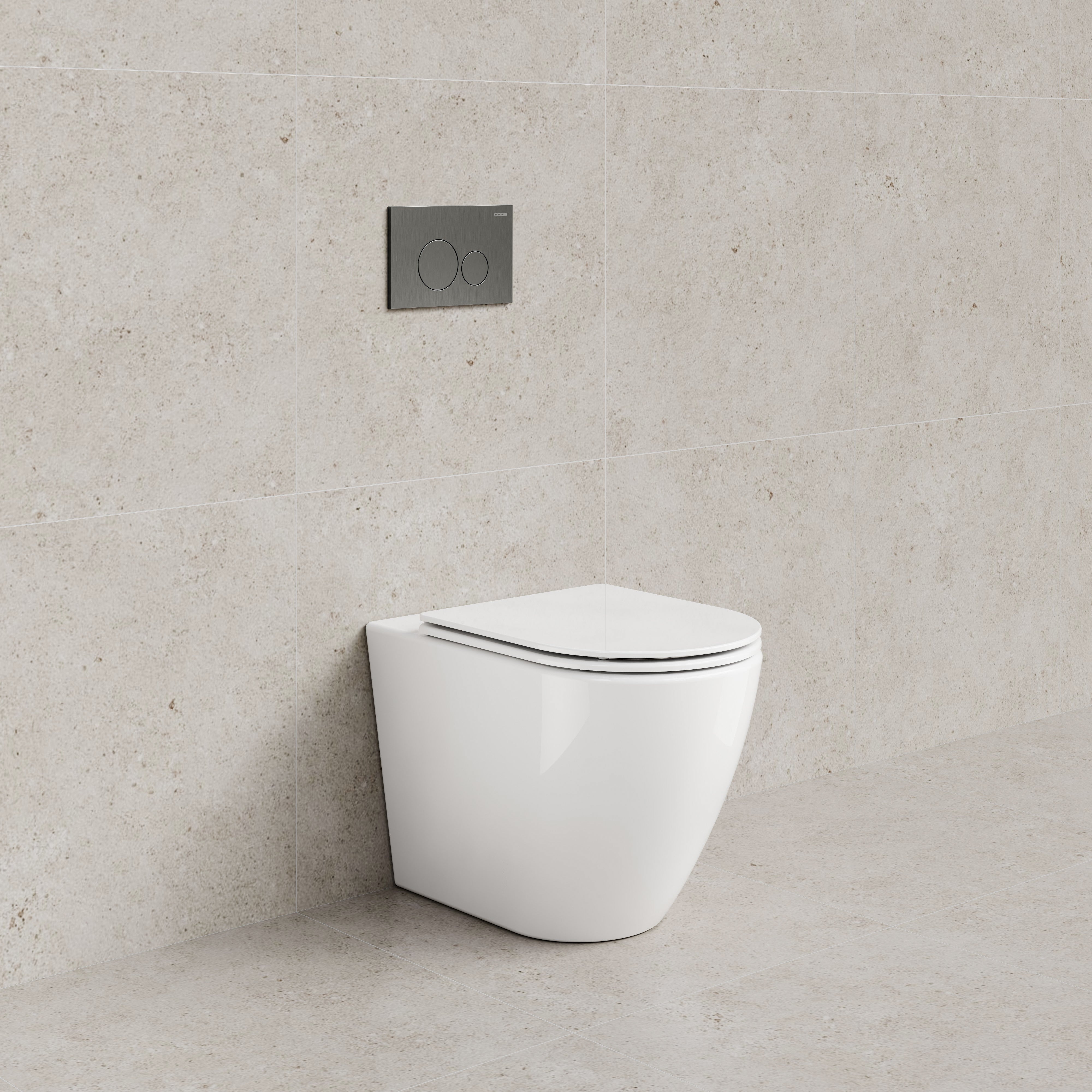 CODE FLOW TYPHOON INWALL TOILET SUITE | BRUSHED GUNMETAL BUTTON