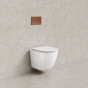 Code Flow Typhoon Wall Hung Toilet Suite | Brushed Copper Button