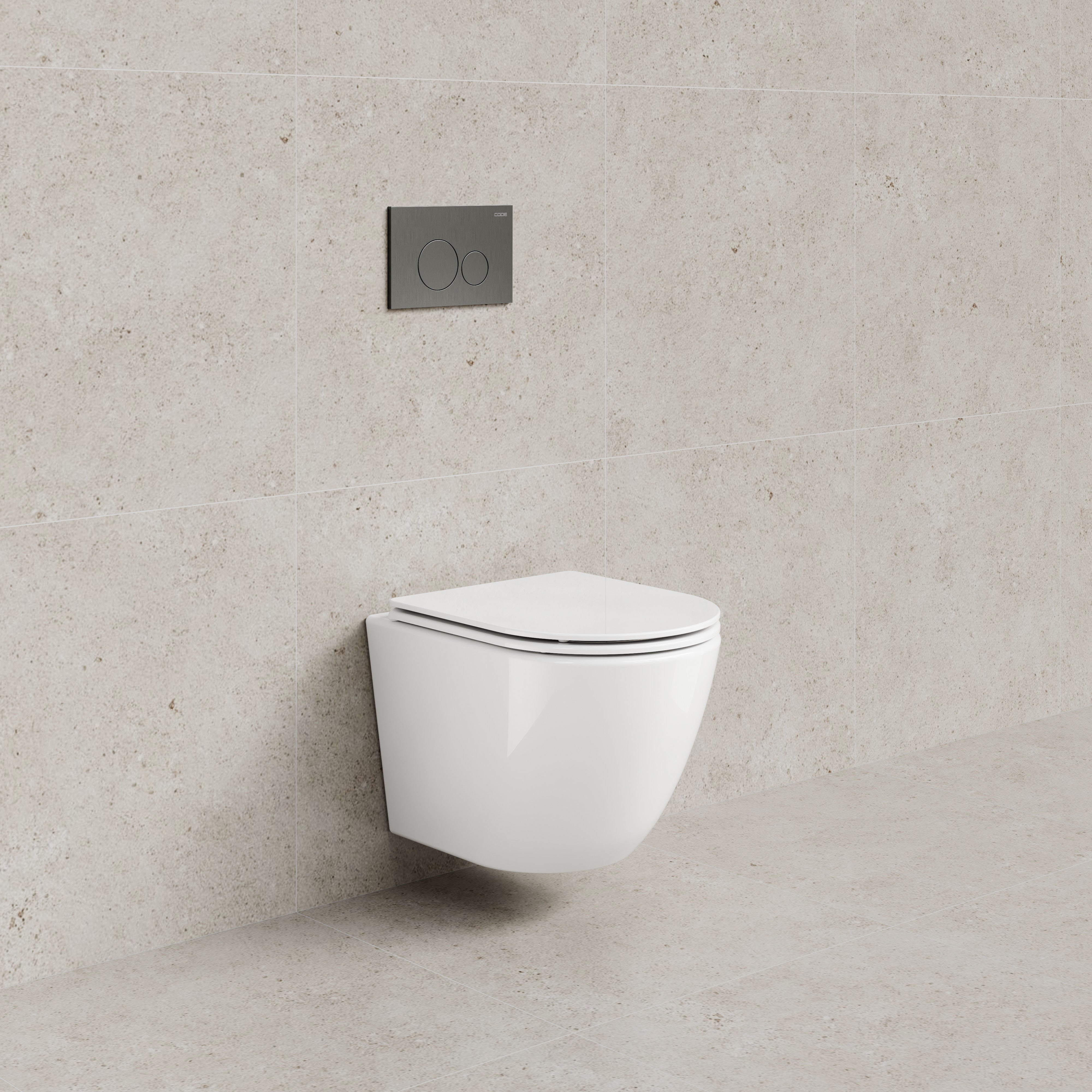 CODE FLOW TYPHOON WALL HUNG TOILET SUITE | GUNMETAL BUTTON