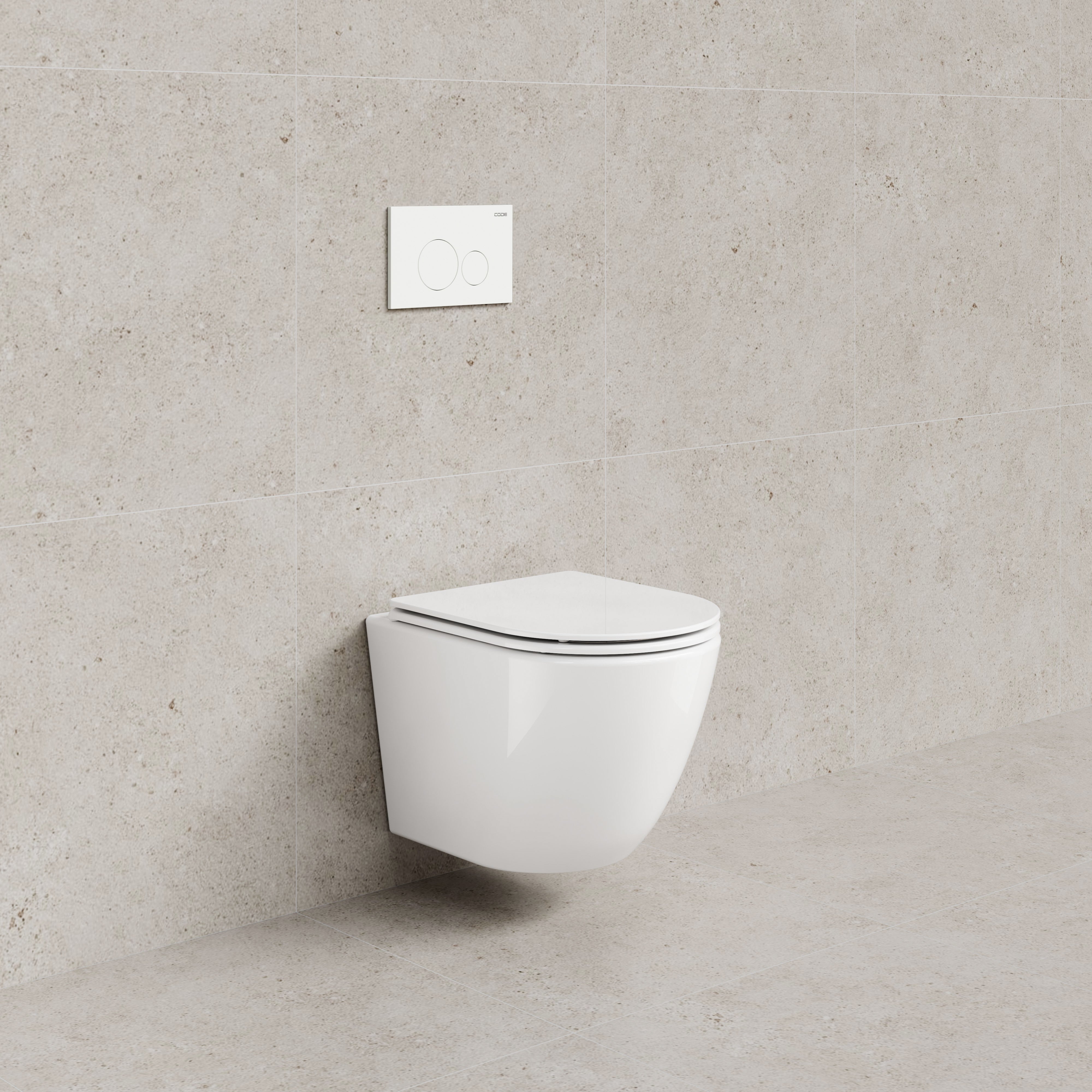 CODE FLOW TYPHOON WALL HUNG TOILET SUITE | MATTE WHITE BUTTON