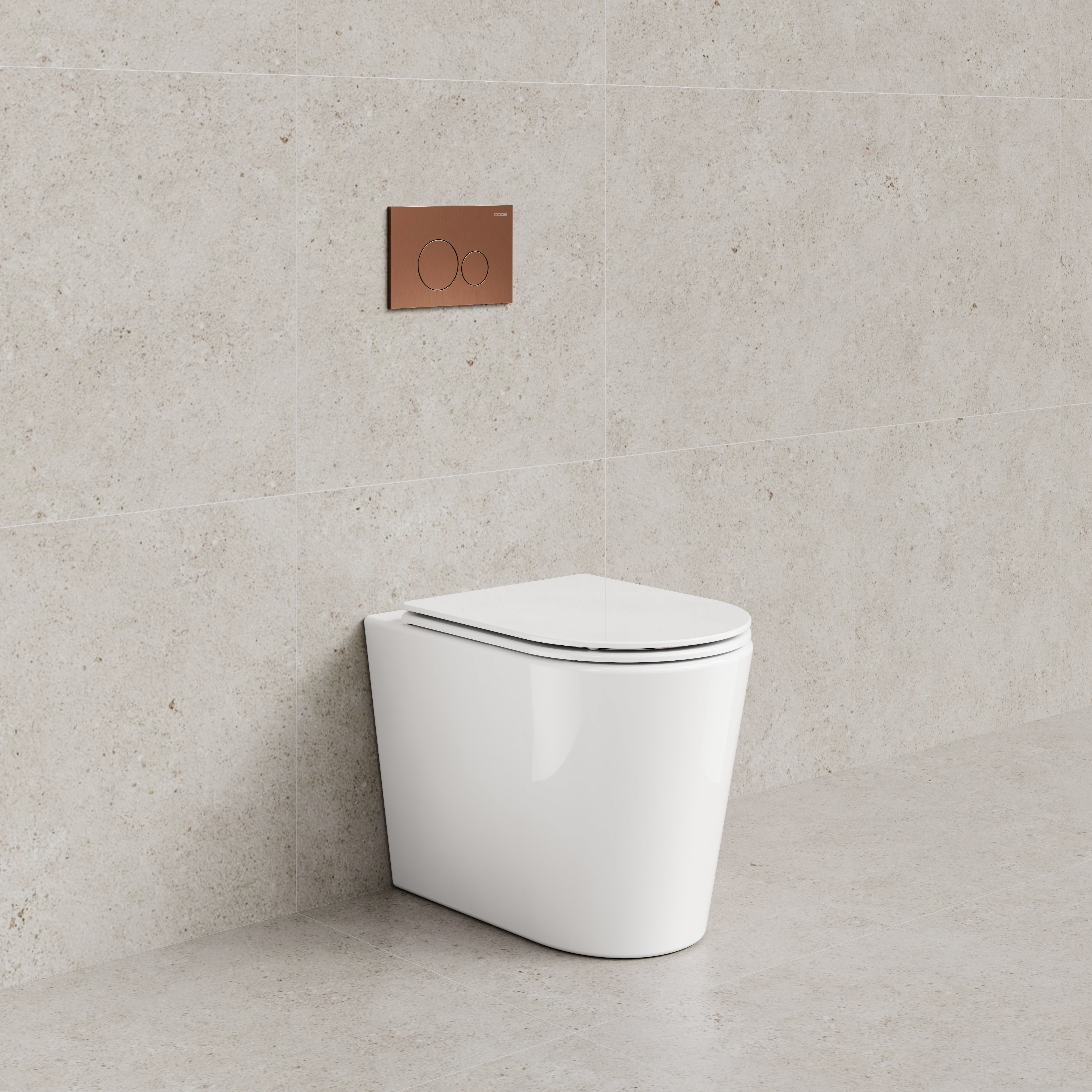 CODE PURE TYPHOON INWALL TOILET SUITE | BRUSHED COPPER BUTTON