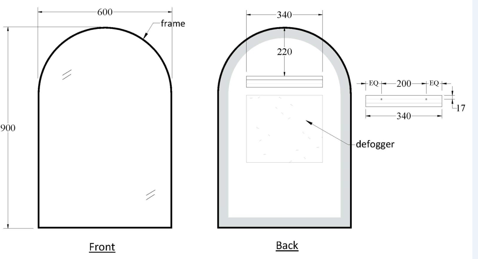 code-aspect-600-arch-framed-mirror-range-spec-sheet