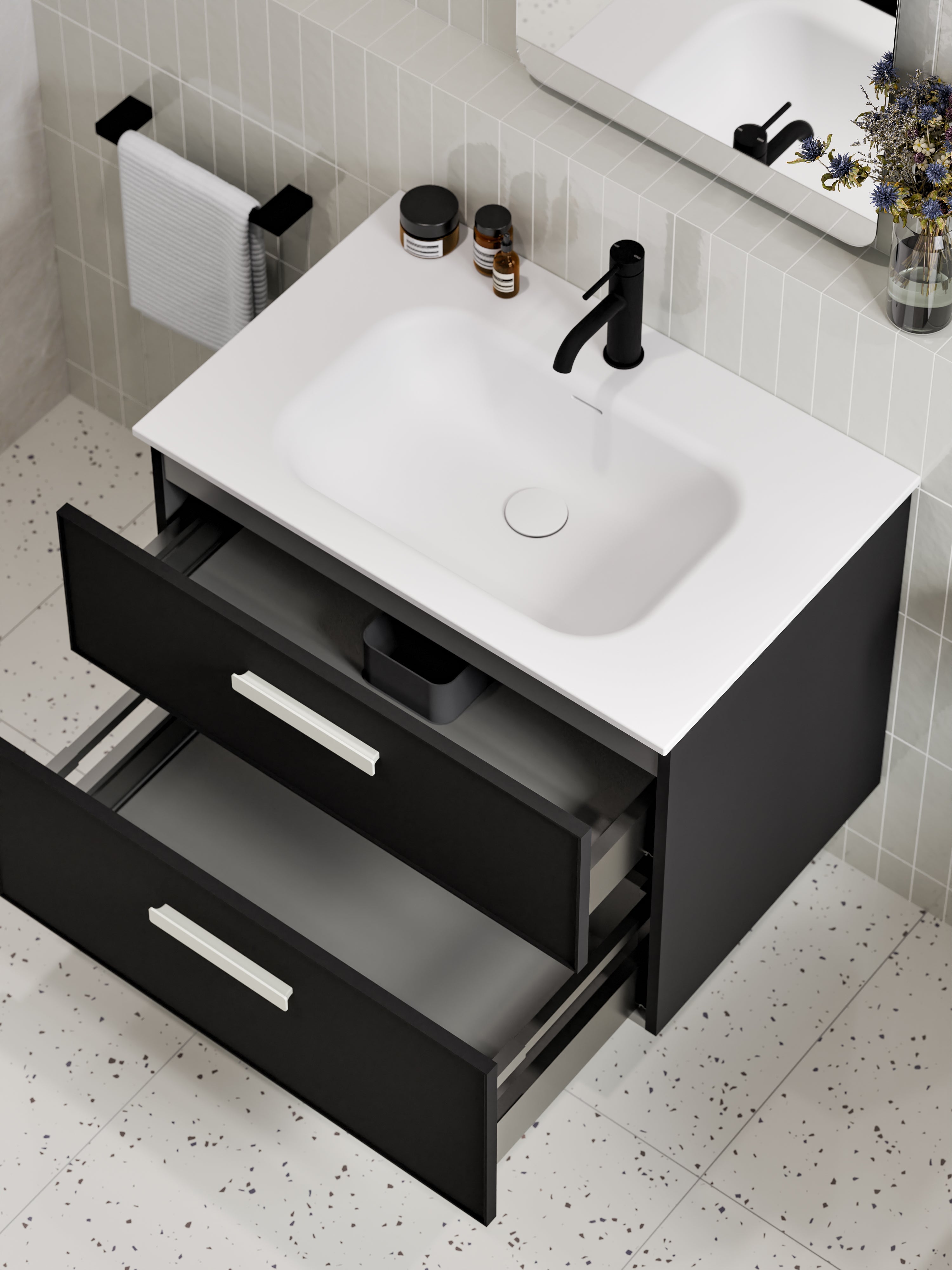 Lineare 750 Vanity | 2 Drawer | Inset Basin