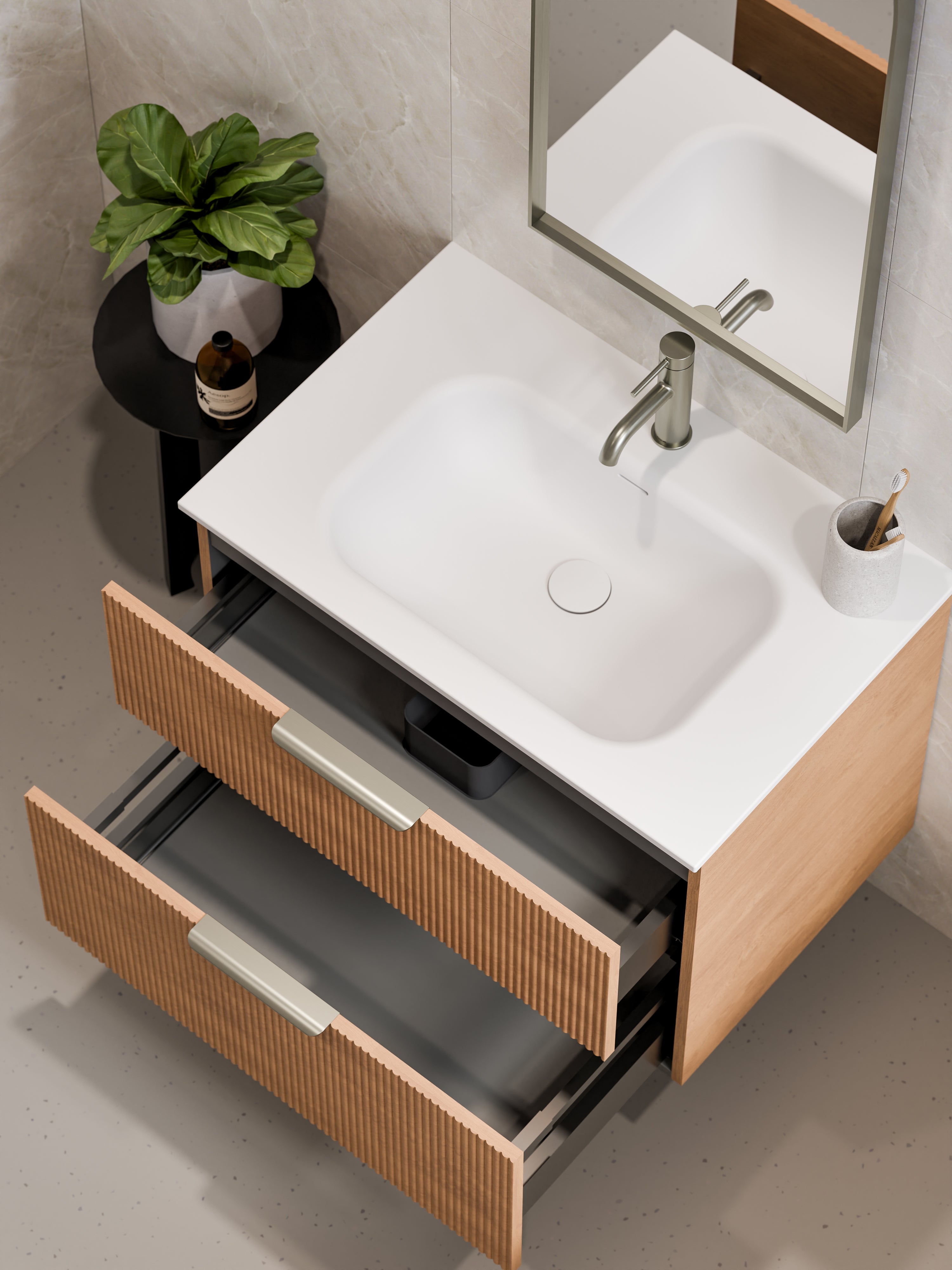Lineare 750 Vanity | 2 Drawer | Inset Basin
