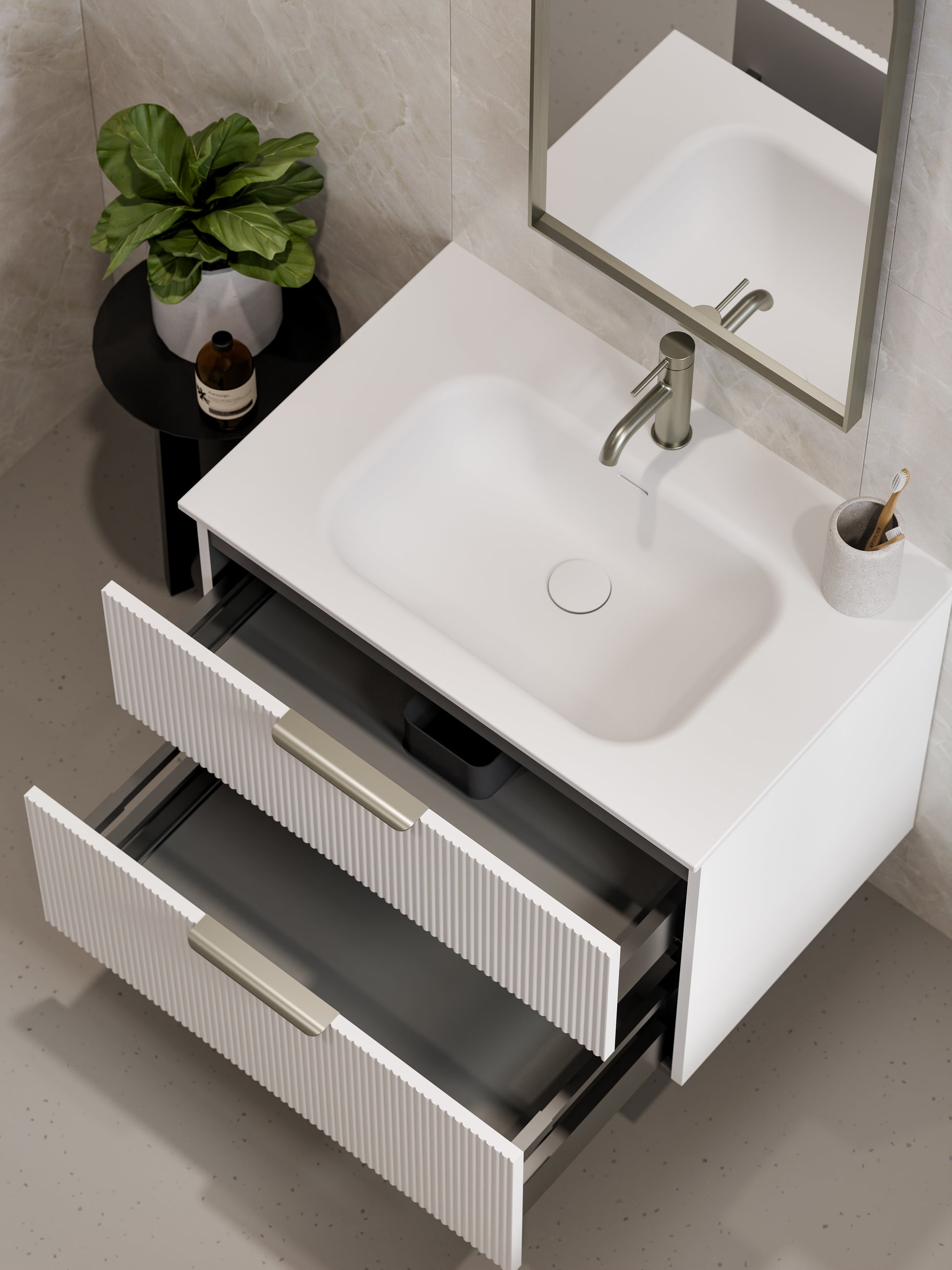 lineare-750-pillar-2-drawer-vanity-range-matte-white