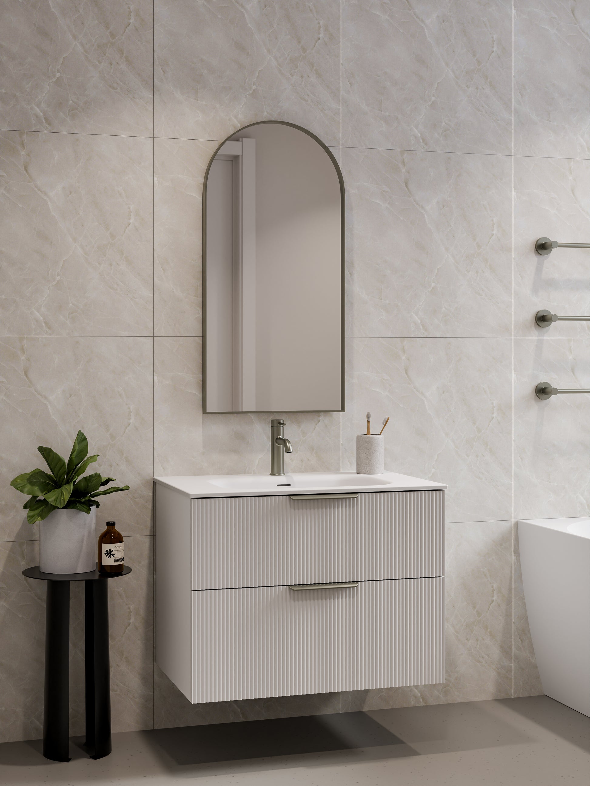 lineare-750-pillar-2-drawer-vanity-range-matte-black