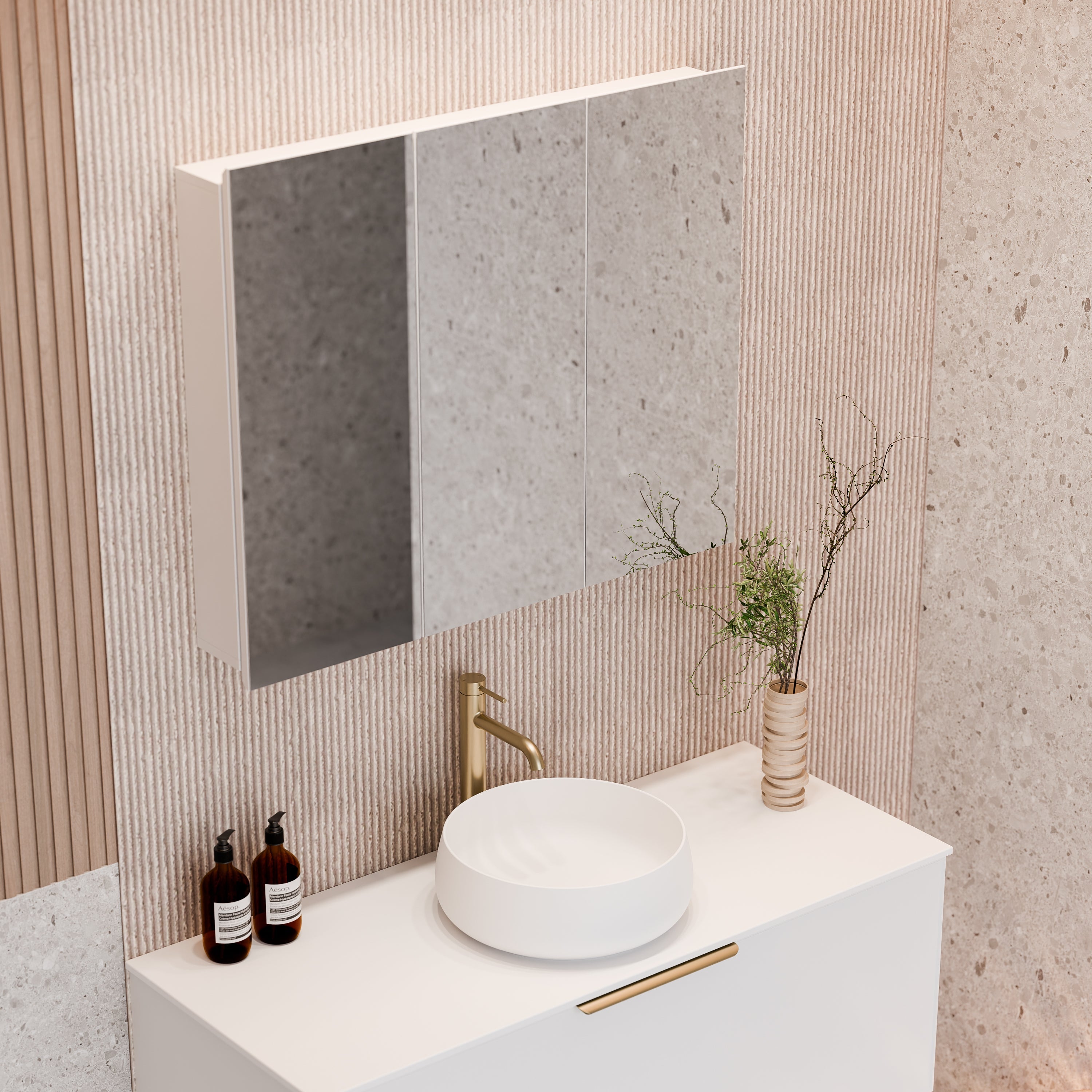 luxe-mirror-cabinet-with-three-doors-above-a-white-vanity