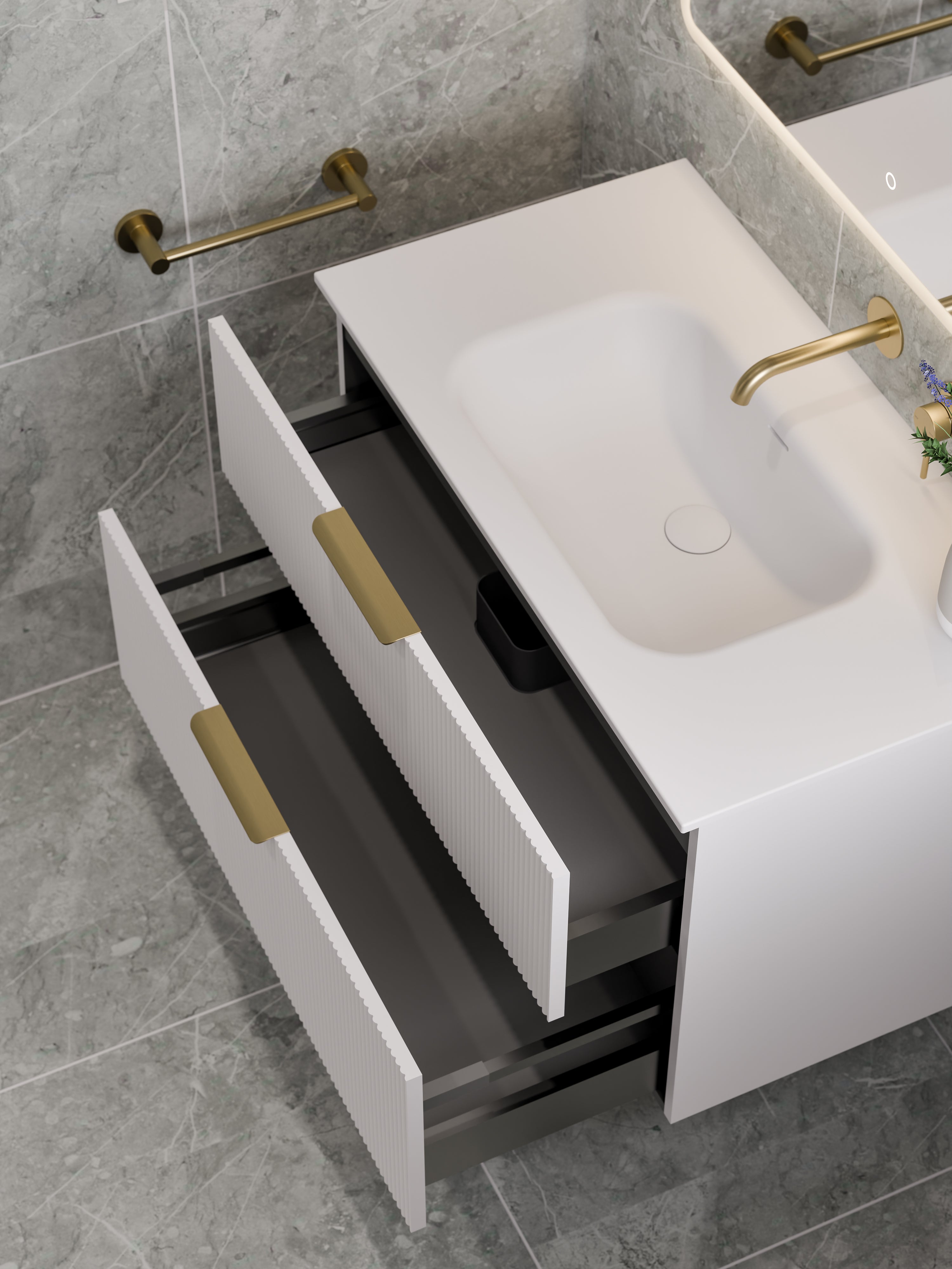 LINEARE 900 PILLAR 2 DRAWER VANITY | WALL HUNG NZ – Elite Bathroomware