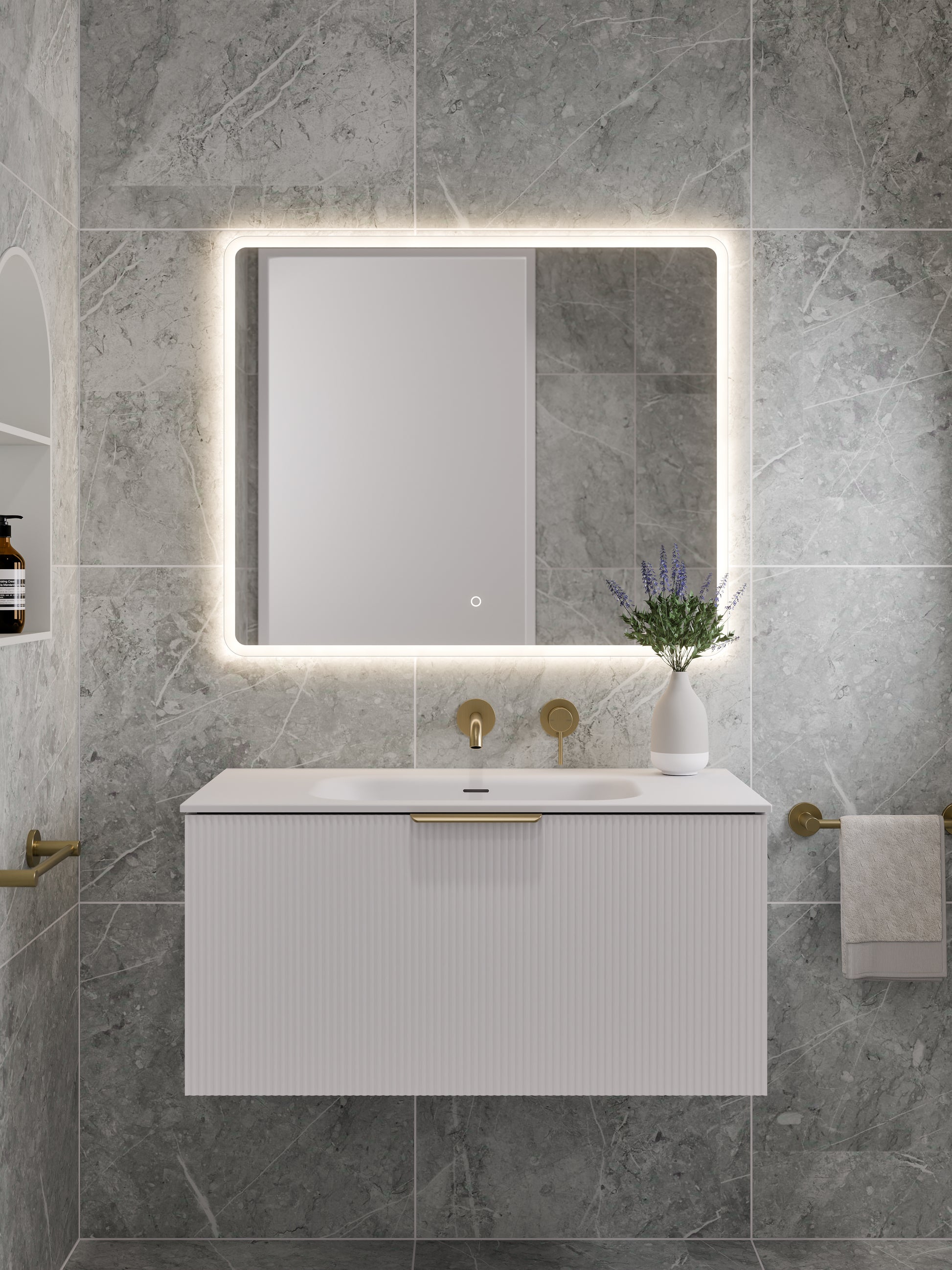 lineare-900-pillar-single-drawer-vanity-matte-white