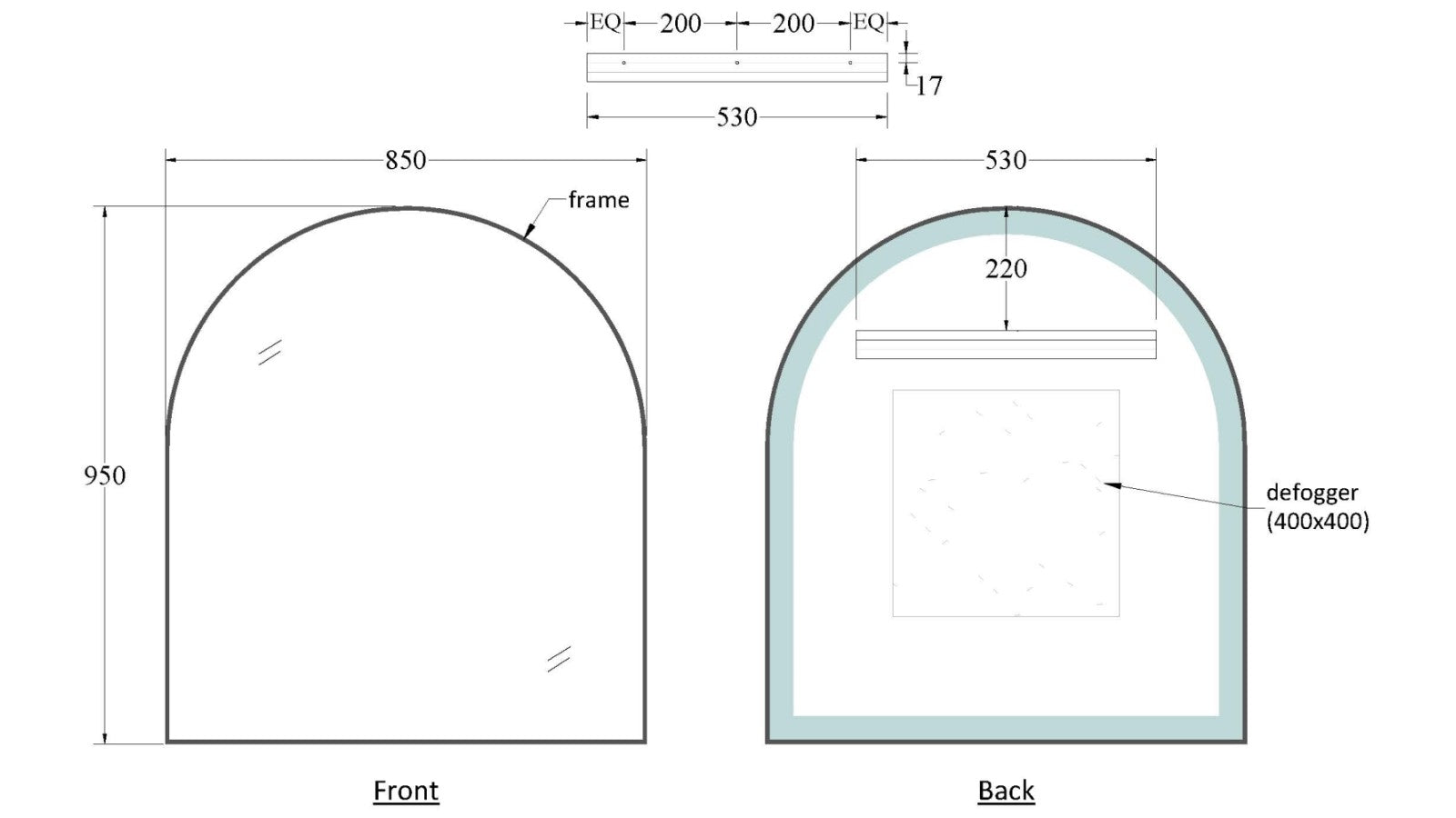 code-aspect-850-framed-mirror-range-arch-spec-sheet