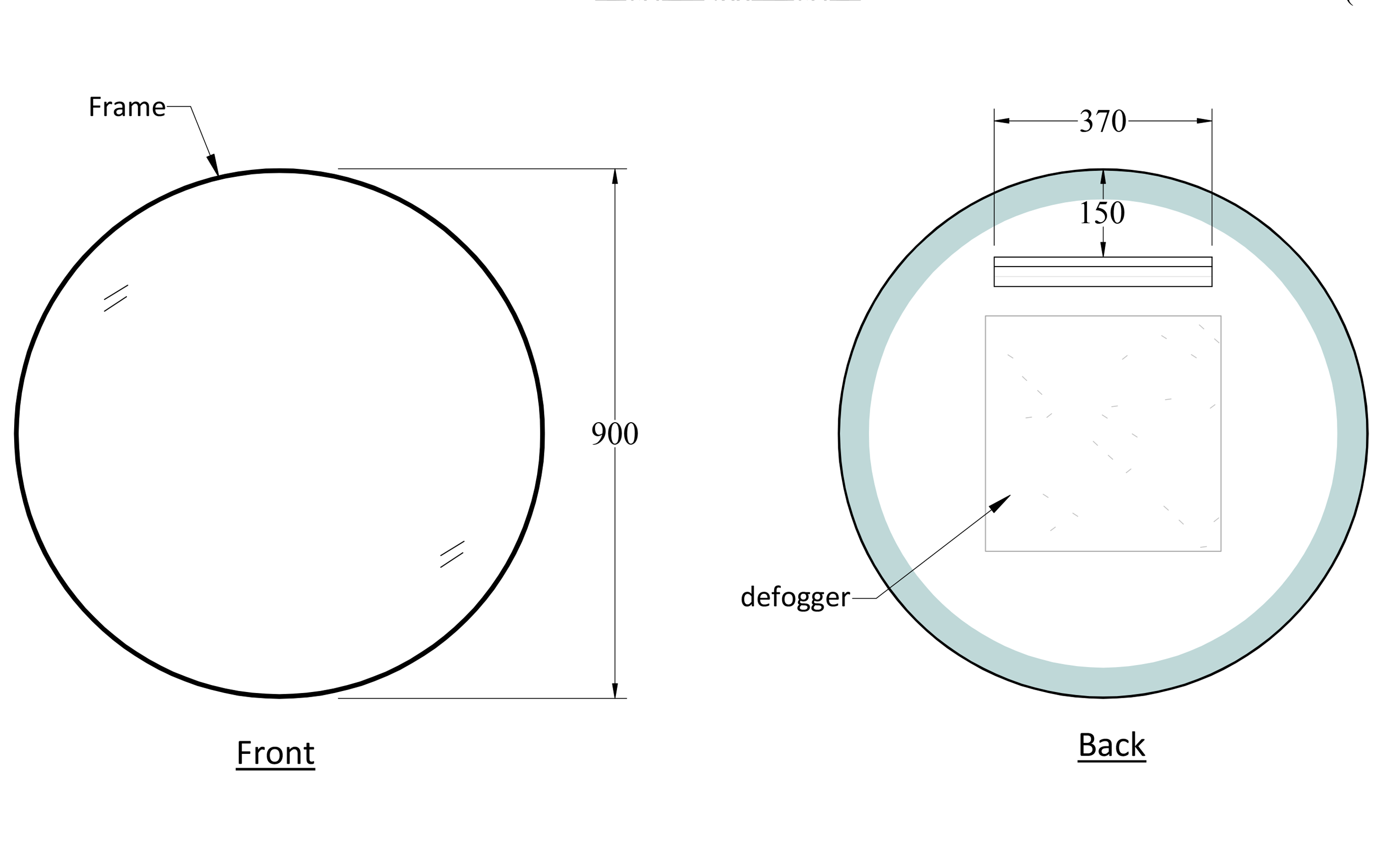 CODE ASPECT S1 900 ROUND FRAMED MIRROR