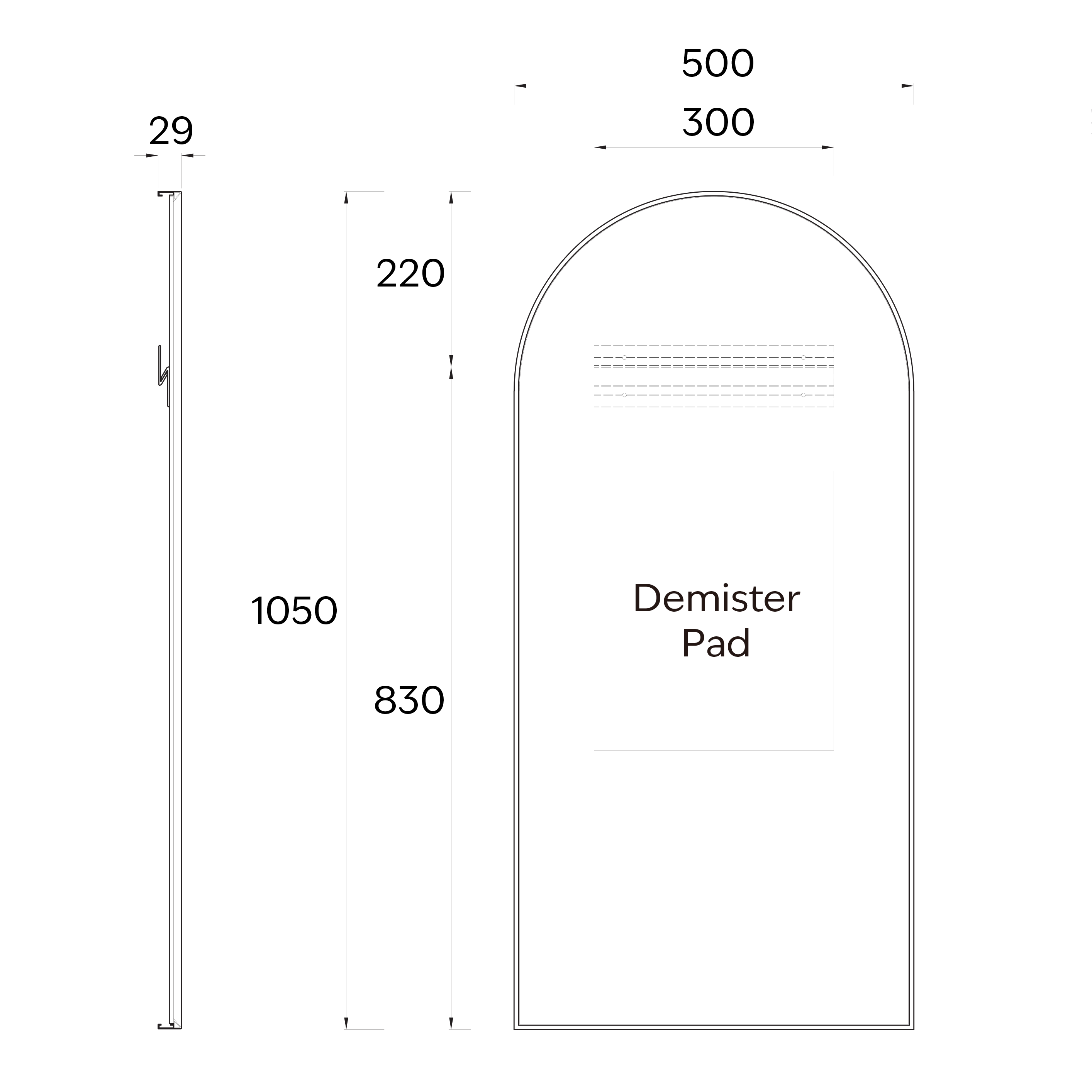 Code Aspect 500 Arch Framed Mirror
