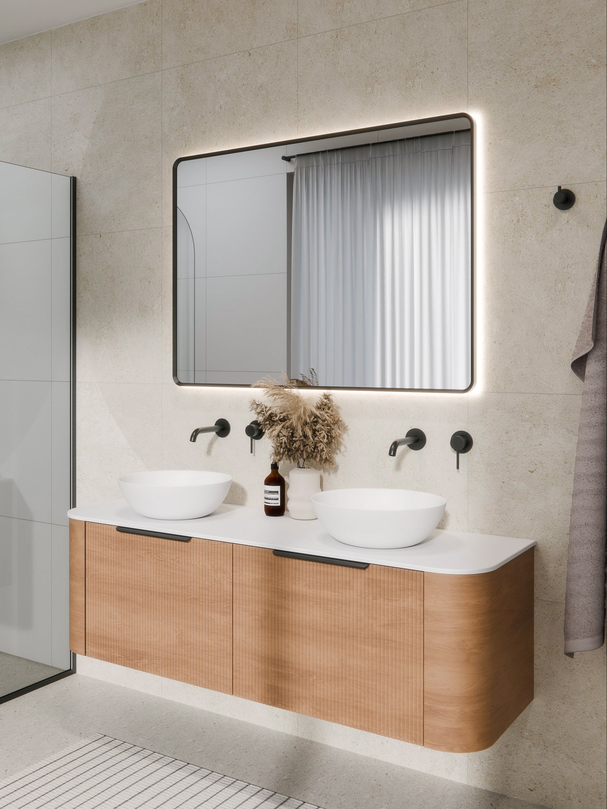 aura-framed-rectangle-led-mirror-in-gunmetal-bathroom-setting