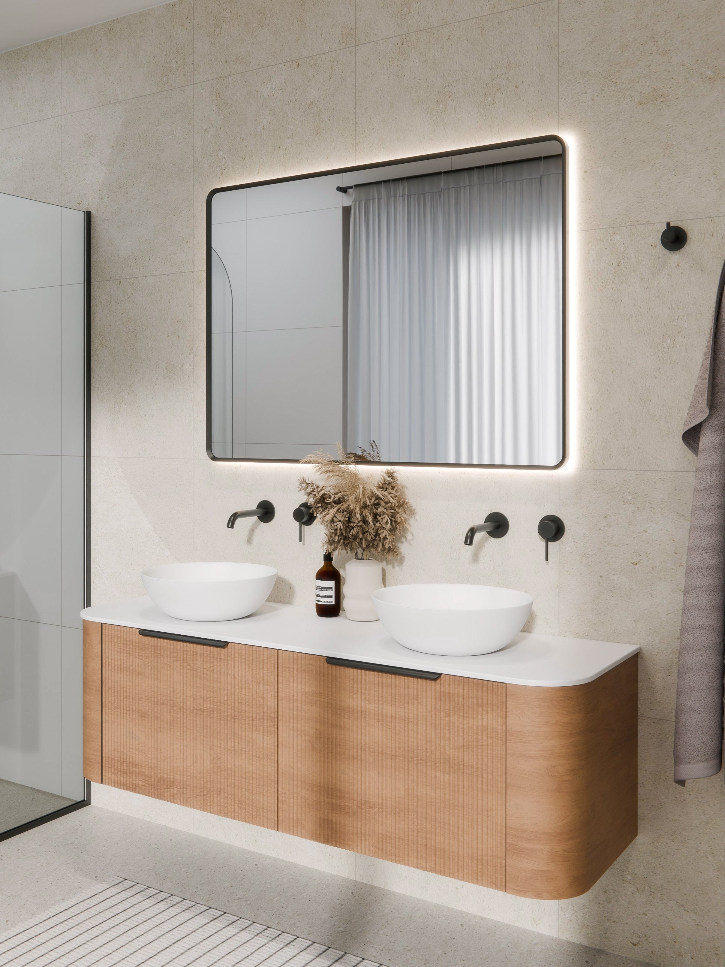 aura-framed-rectangle-led-mirror-in-gunmetal-bathroom-setting