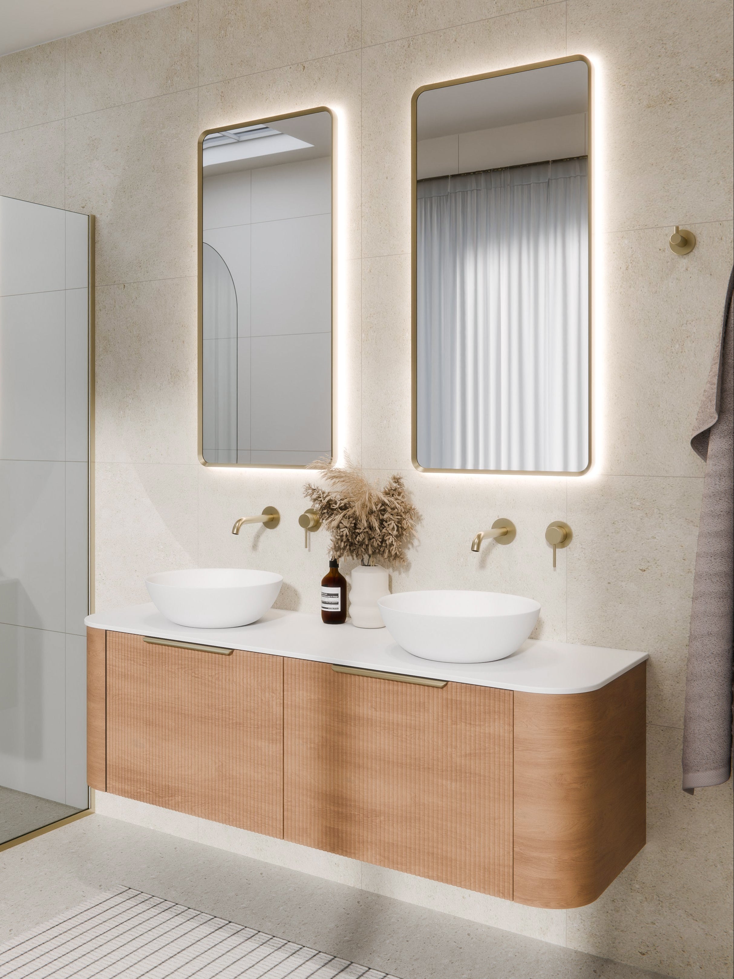 aura-rectangle-mirror-with-led-in-brushed-brass-bathroom-setting-render
