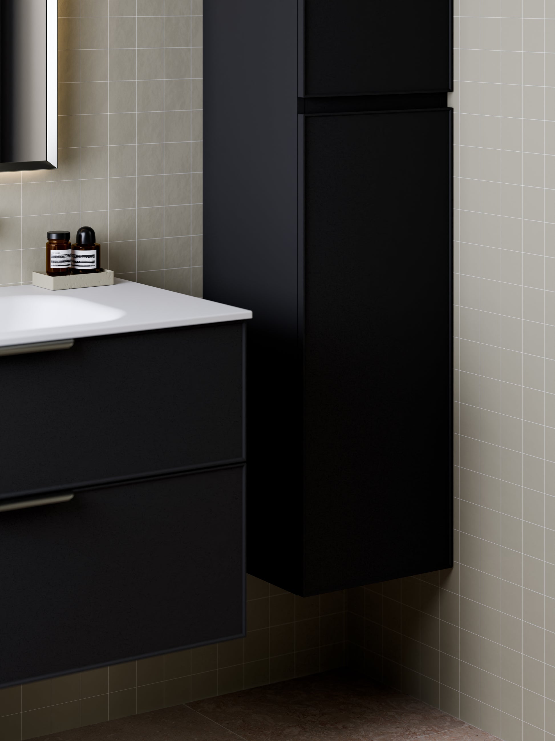 lineare-axel-tower-cabinet-matte-black-close-up