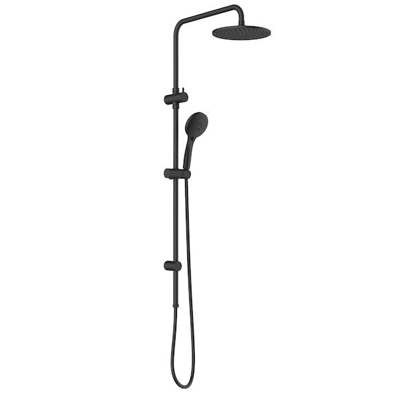 Caroma Basis Round Rail Shower with Overhead - Matte Black