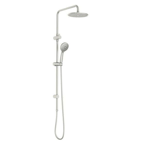 Caroma Basis Round Rail Shower with Overhead - Brushed Nickel