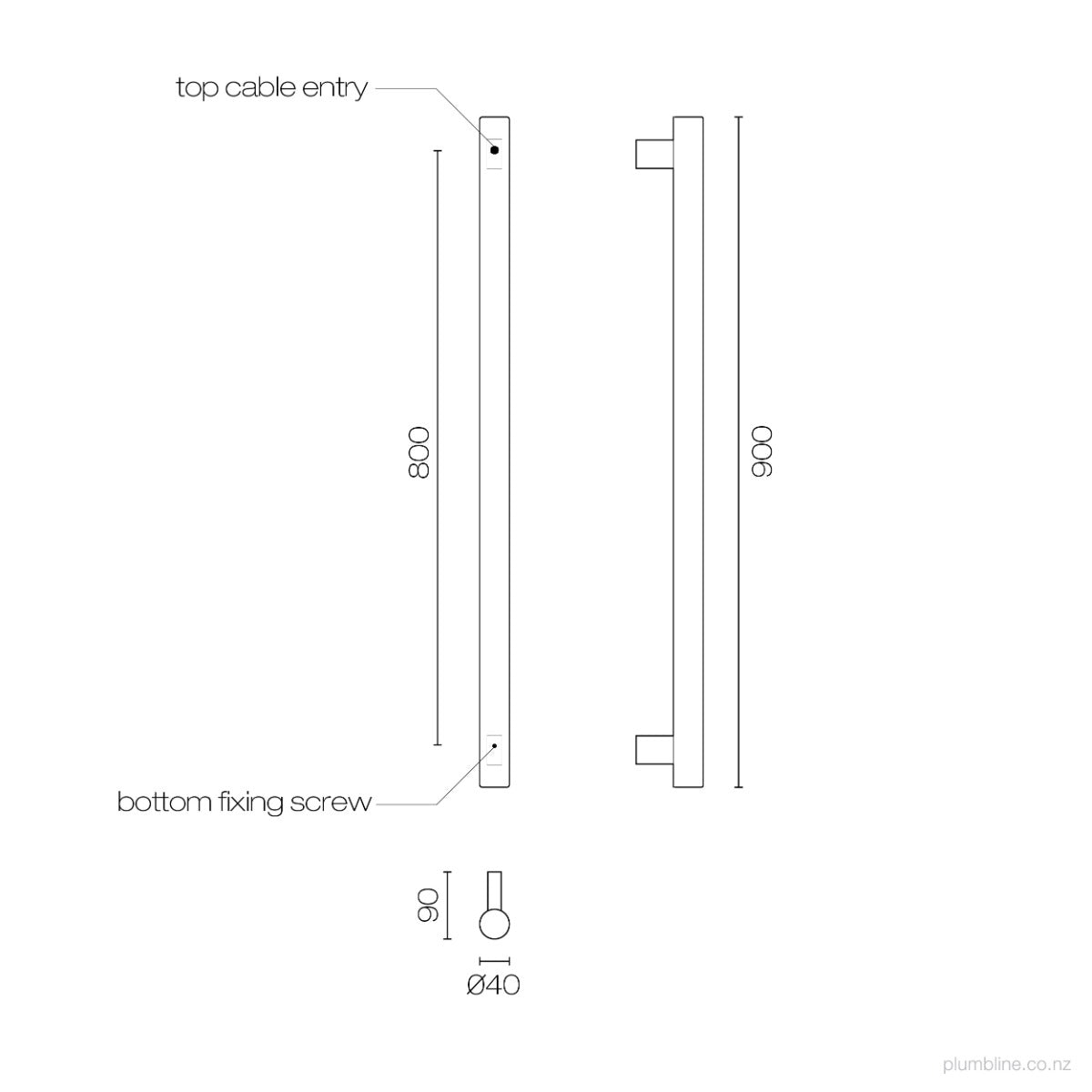 Plumbline Buddy 900 Vertical Heated Towel Rail