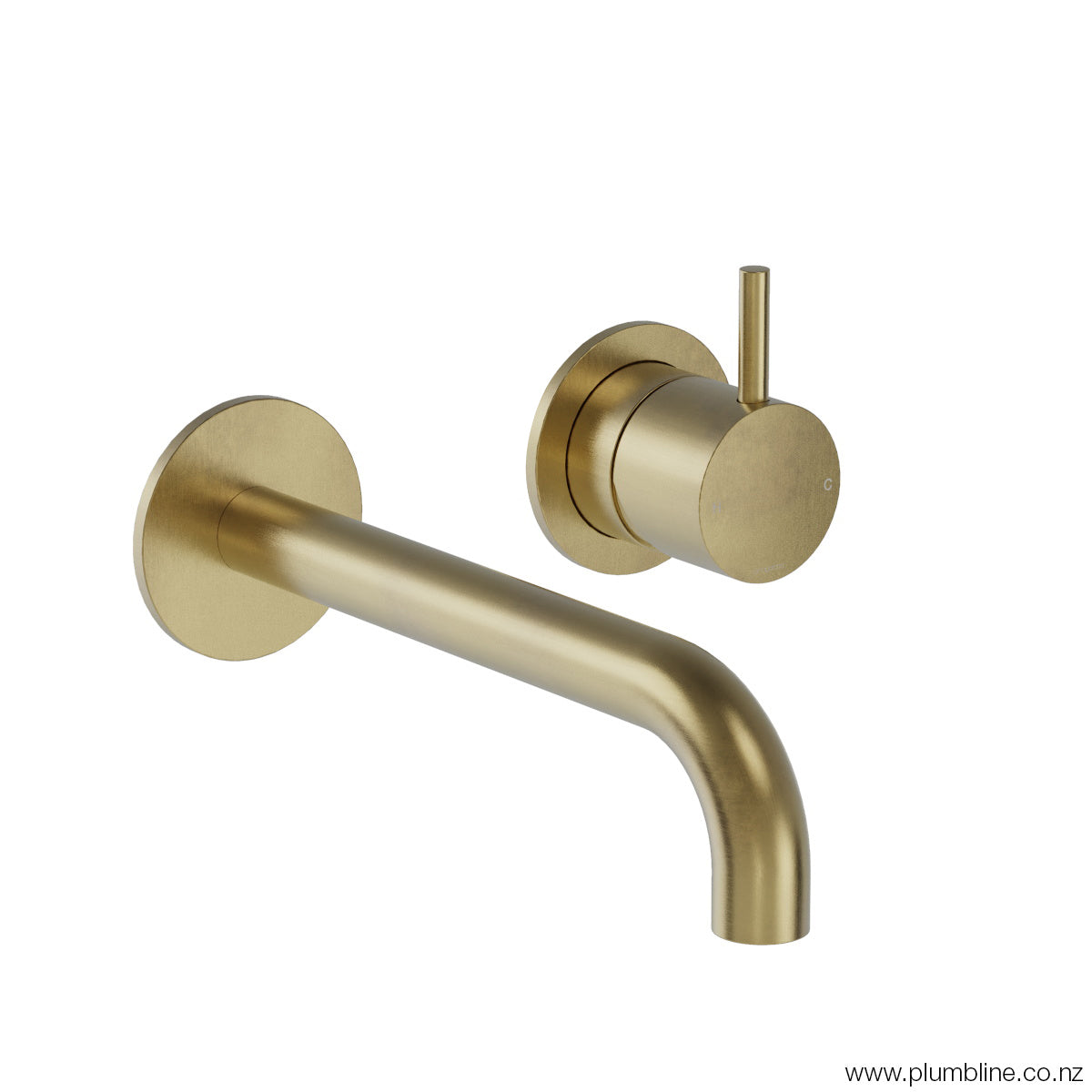 Plumbline Buddy Wall Mixer And Spout With Fixed Centres - Brushed Brass Organic