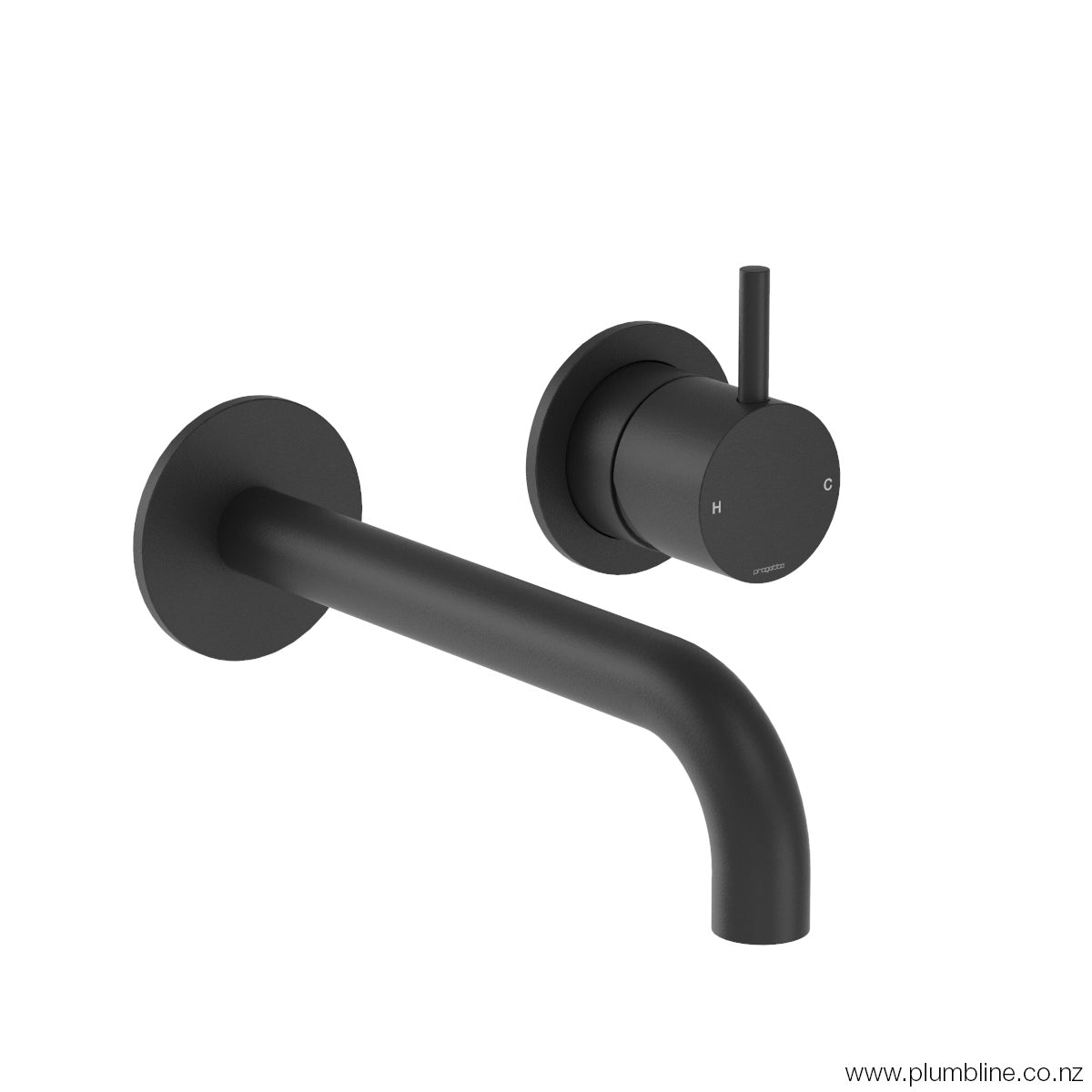 Plumbline Buddy Wall Mixer And Spout With Fixed Centres - Matt Black