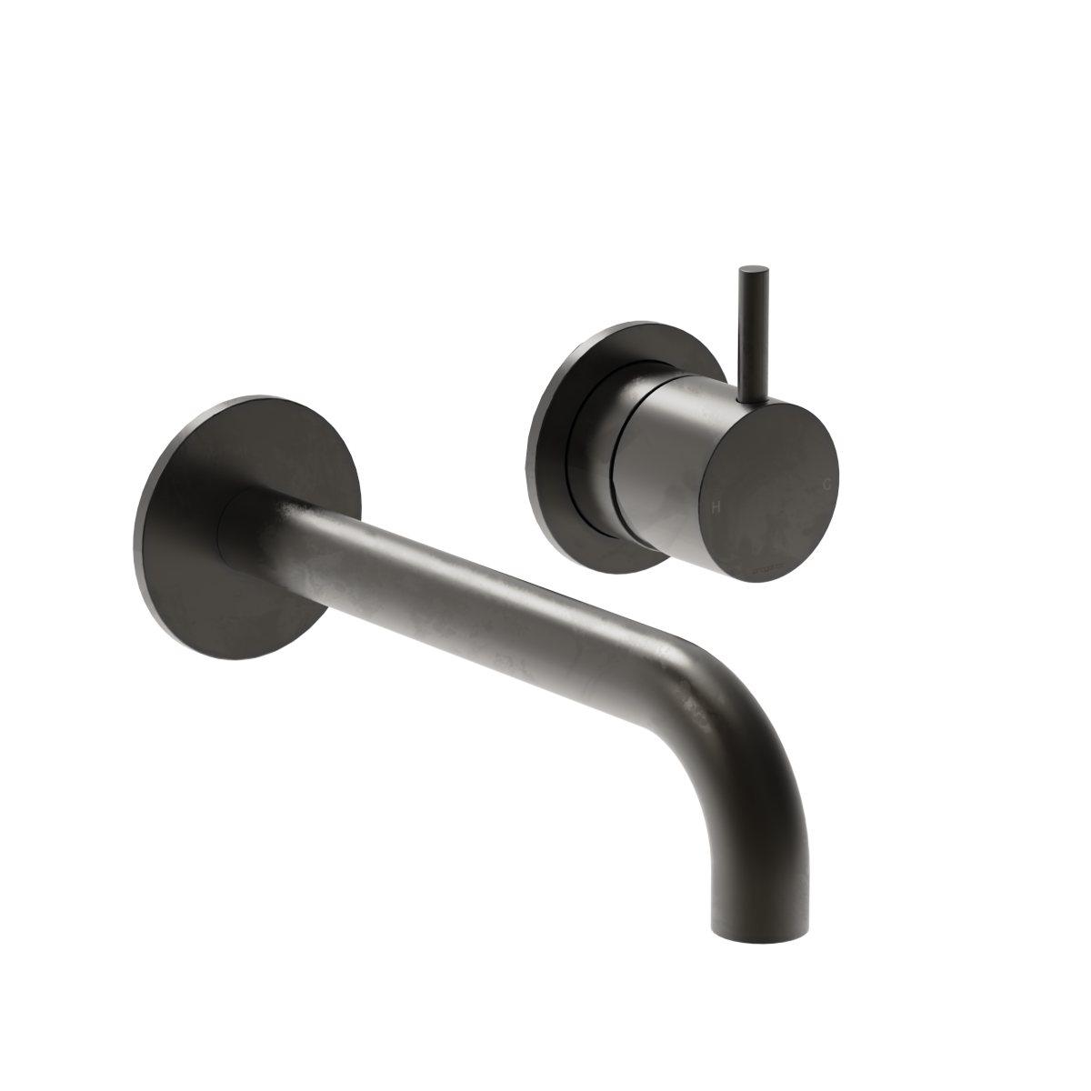 Plumbline Buddy Wall Mixer And Spout With Fixed Centres - Matt Gunmetal PVD