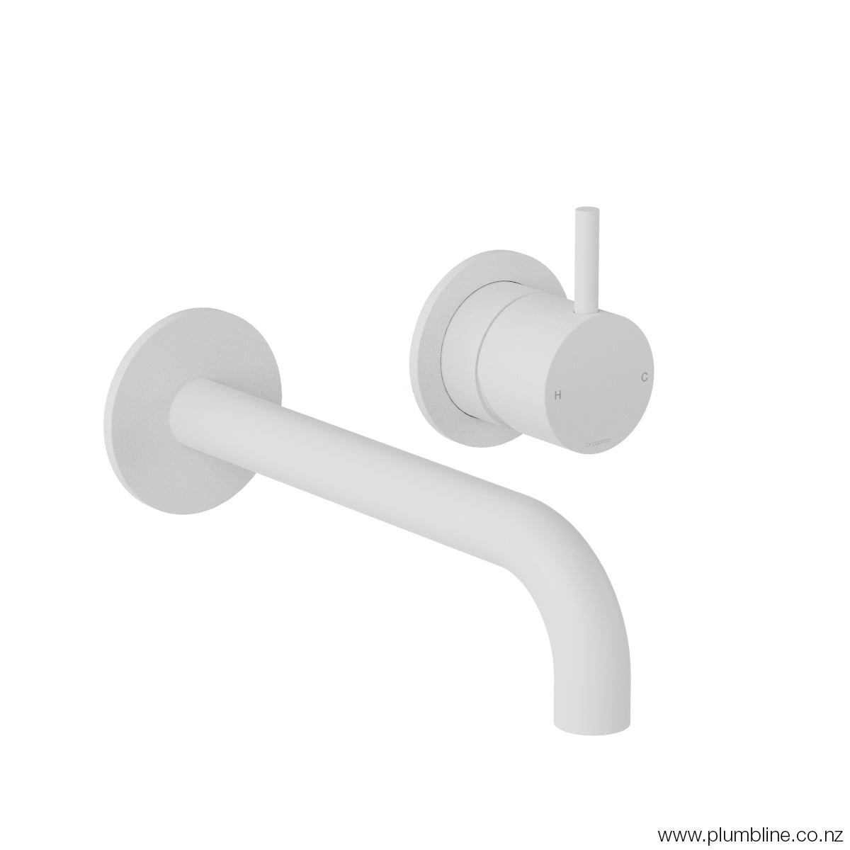 Plumbline Buddy Wall Mixer And Spout With Fixed Centres - Matt White