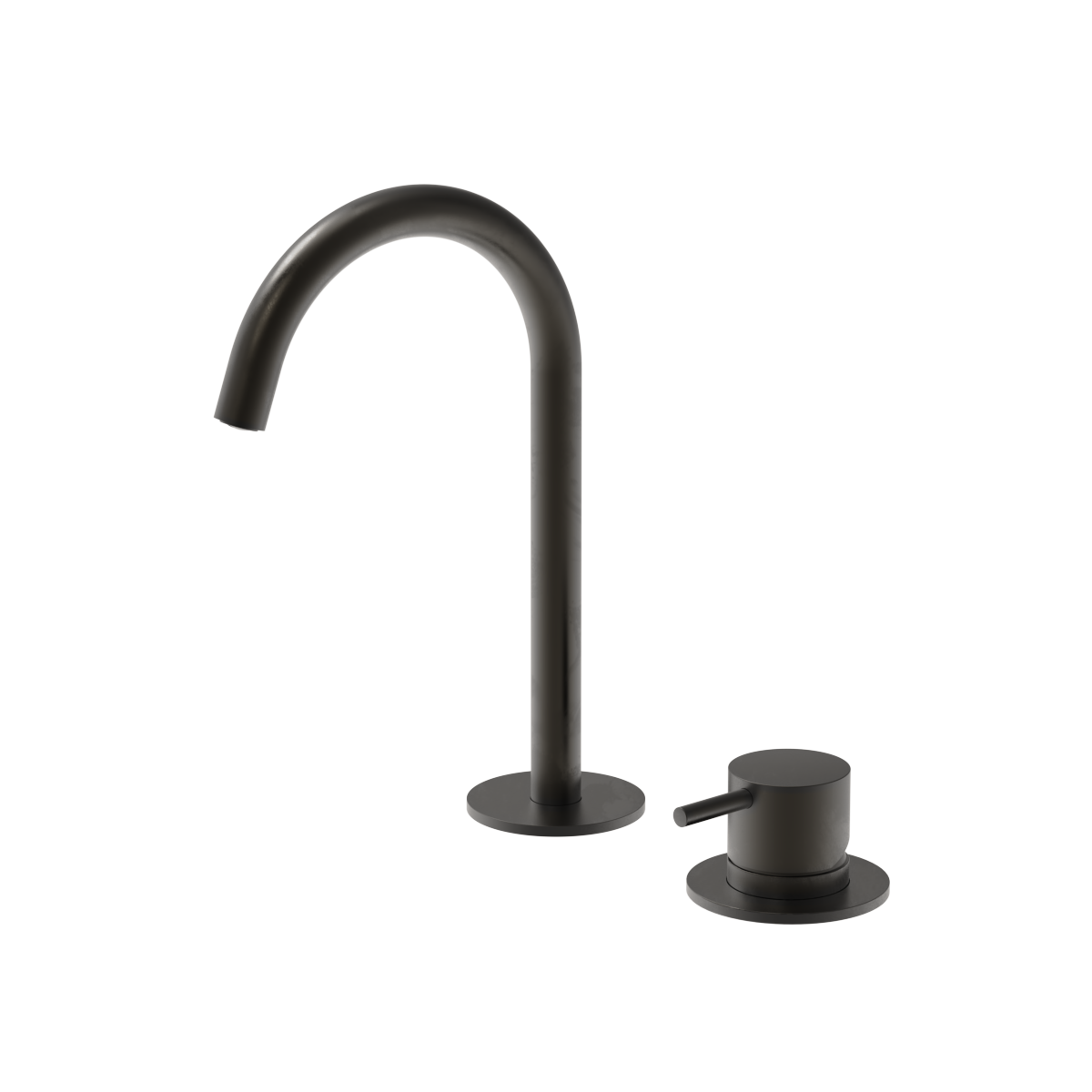 Plumbline Buddy Small Round 2 Hole Mixer - Matt Gunmetal PVD