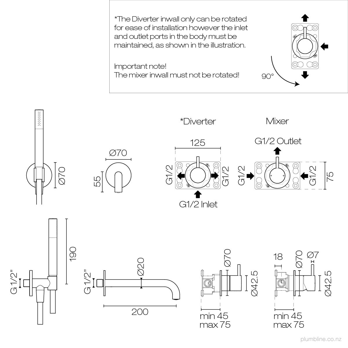 Plumbline Buddy Wall Mount Bath/Shower Set