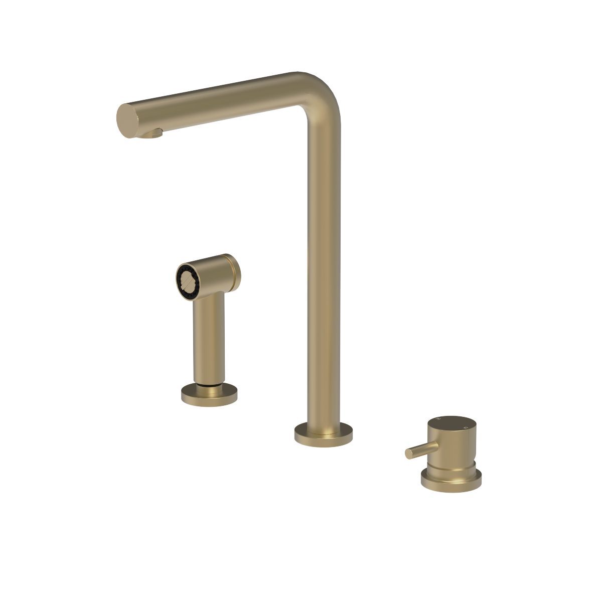 Plumbline Buddy 3 Hole Kitchen Mixer With Rinse Spray - Matt Champagne PVD