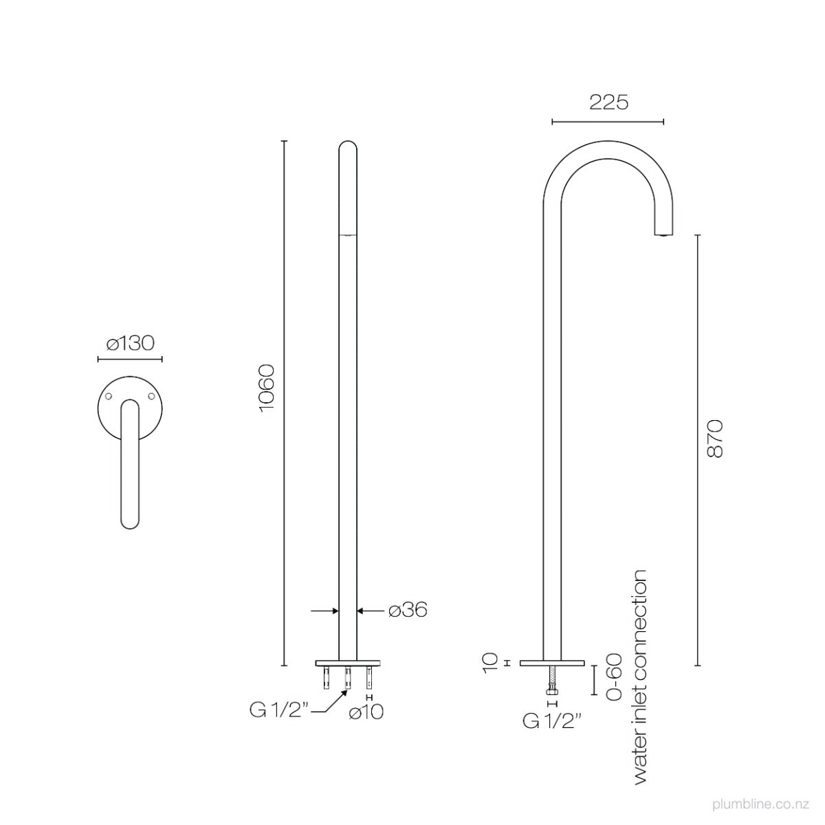 Plumbline Buddy Floor Mount Bath Spout