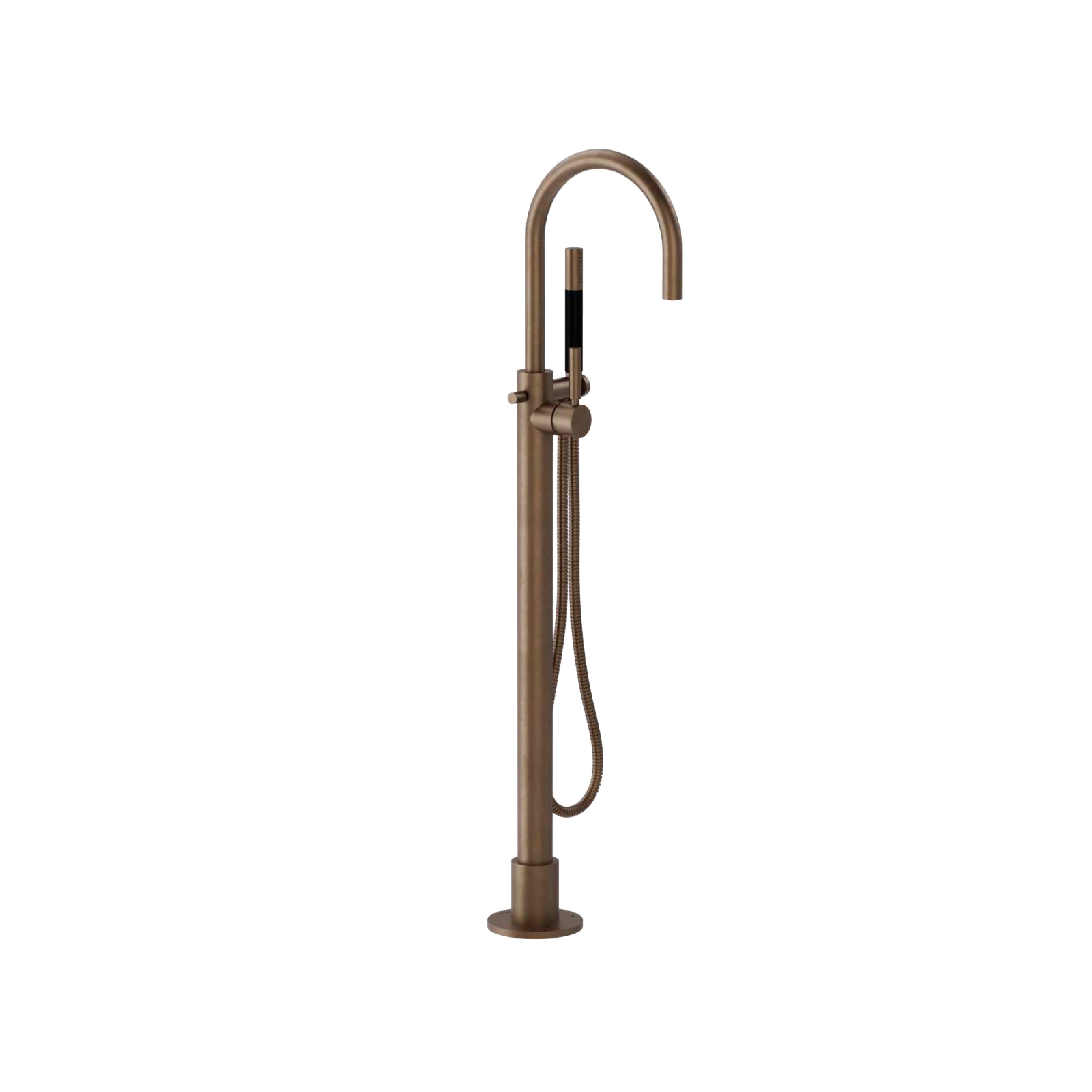 Plumbline Buddy Pro Round Floor Mount Bath Filler With Handshower