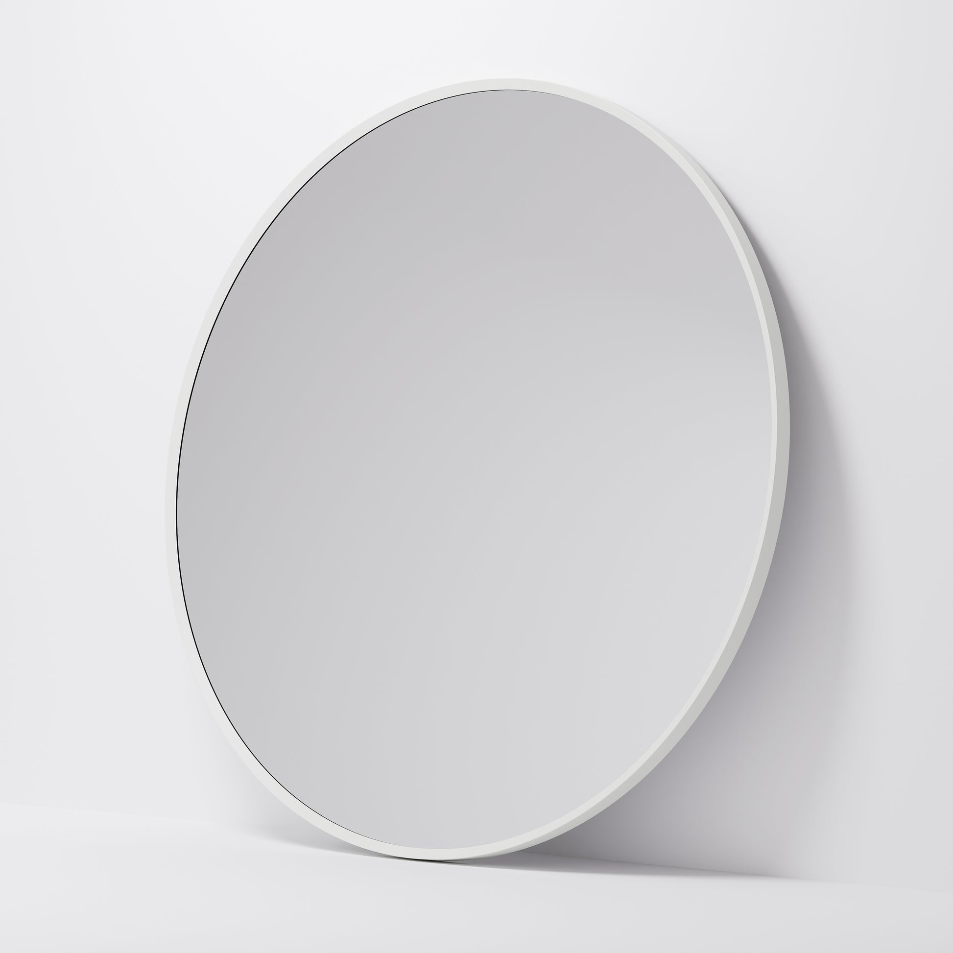 Code-Aspect-Series-One-1100-Round-Framed-Mirror-In-Matte-White