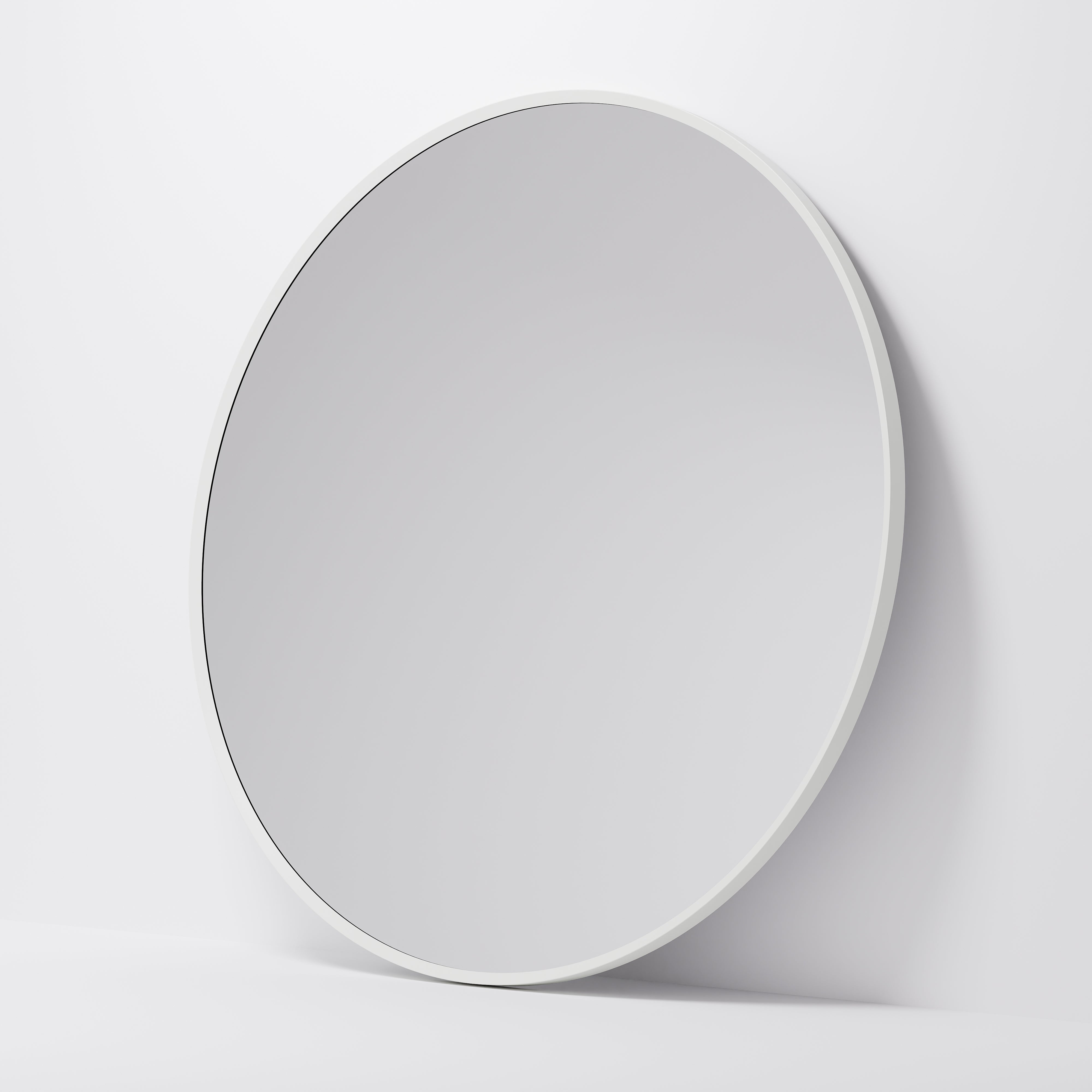 Code-Aspect-Series-One-1100-Round-Framed-Mirror-In-Matte-White