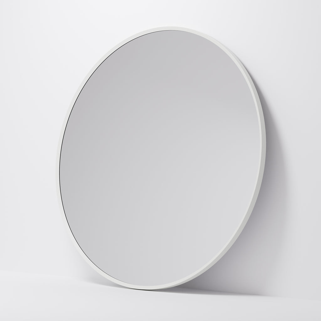 Code-Aspect-Series-One-1100-Round-Framed-Mirror-In-Matte-White