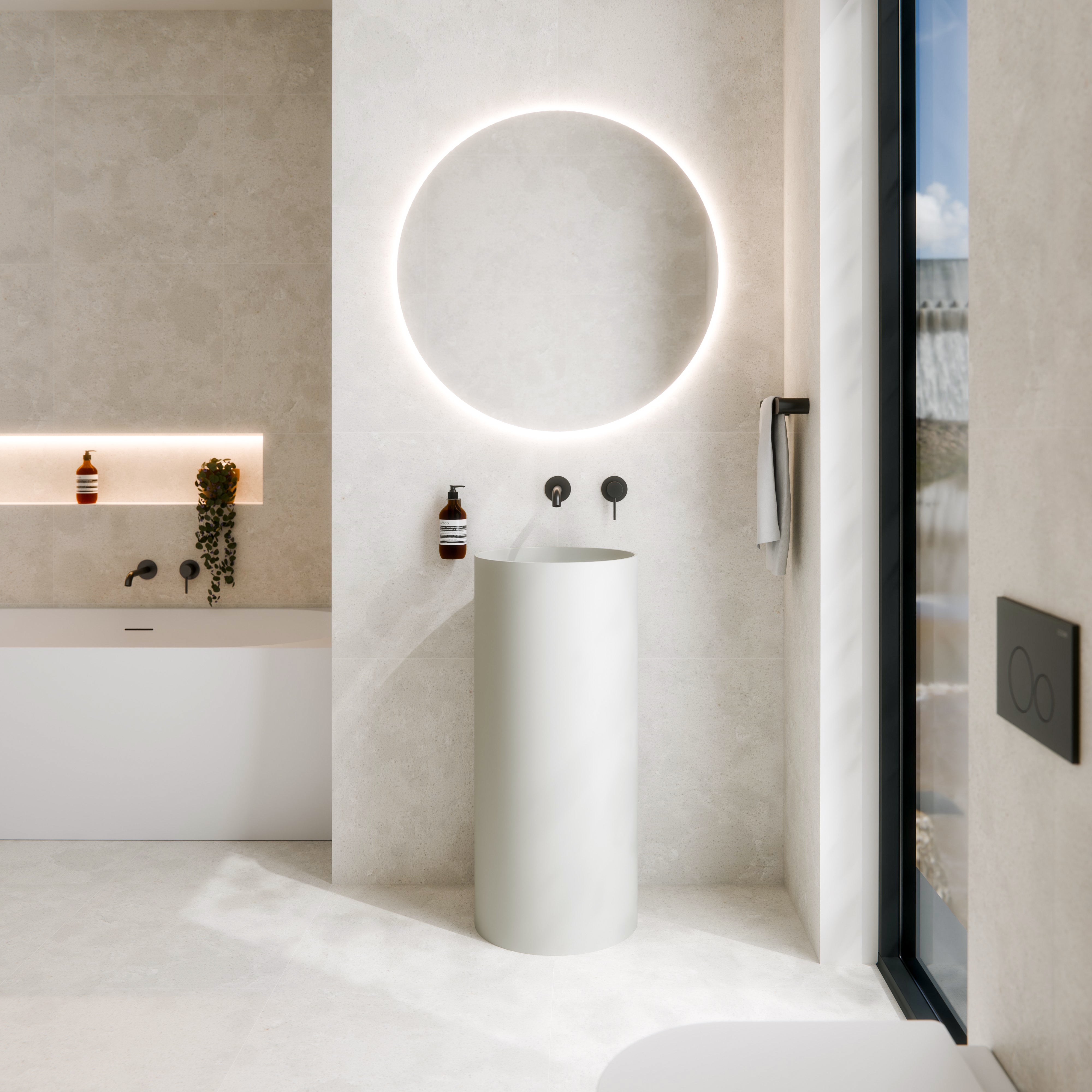 Code Halo Villastone Freestanding Round Basin