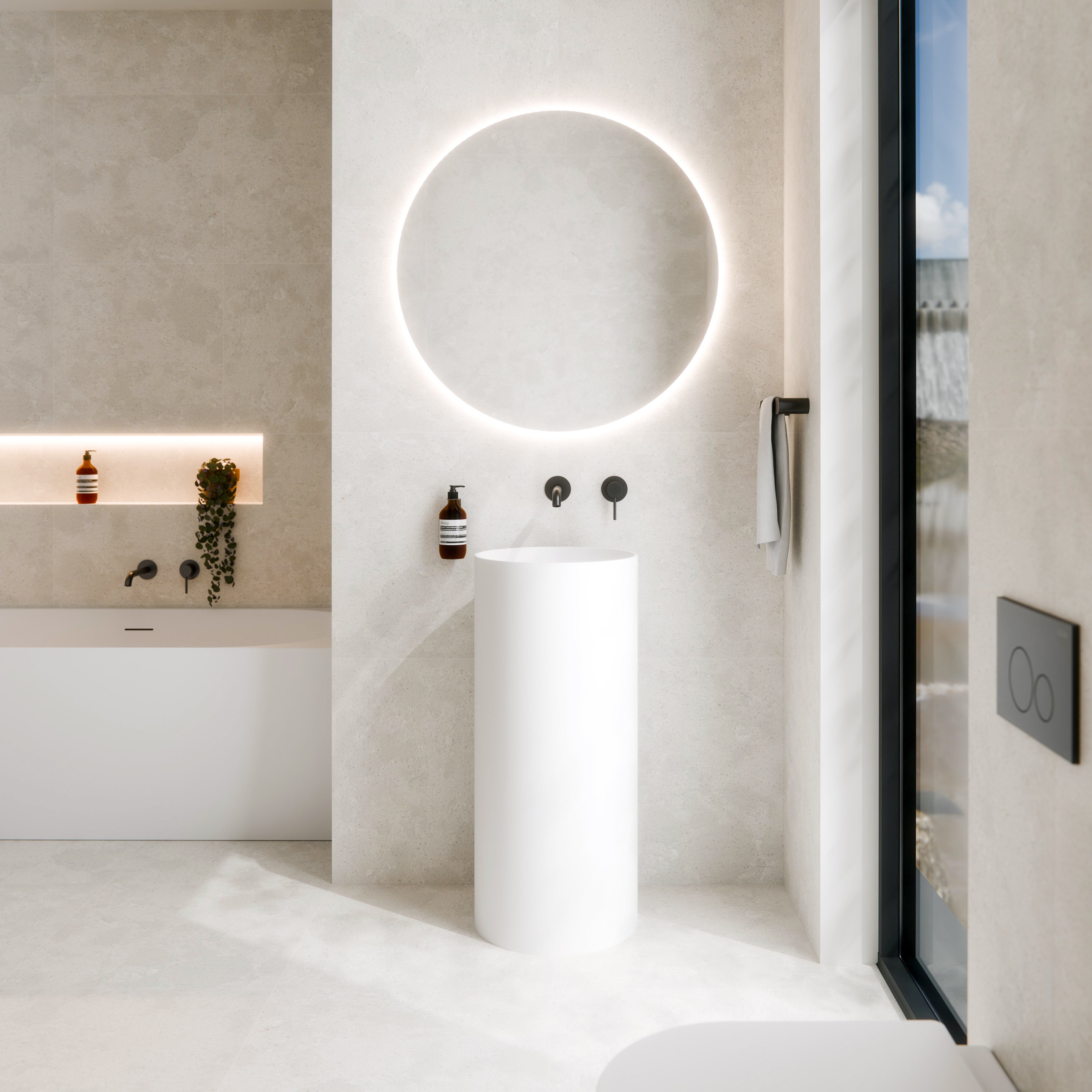 CODE HALO VILLASTONE FREESTANDING ROUND BASIN