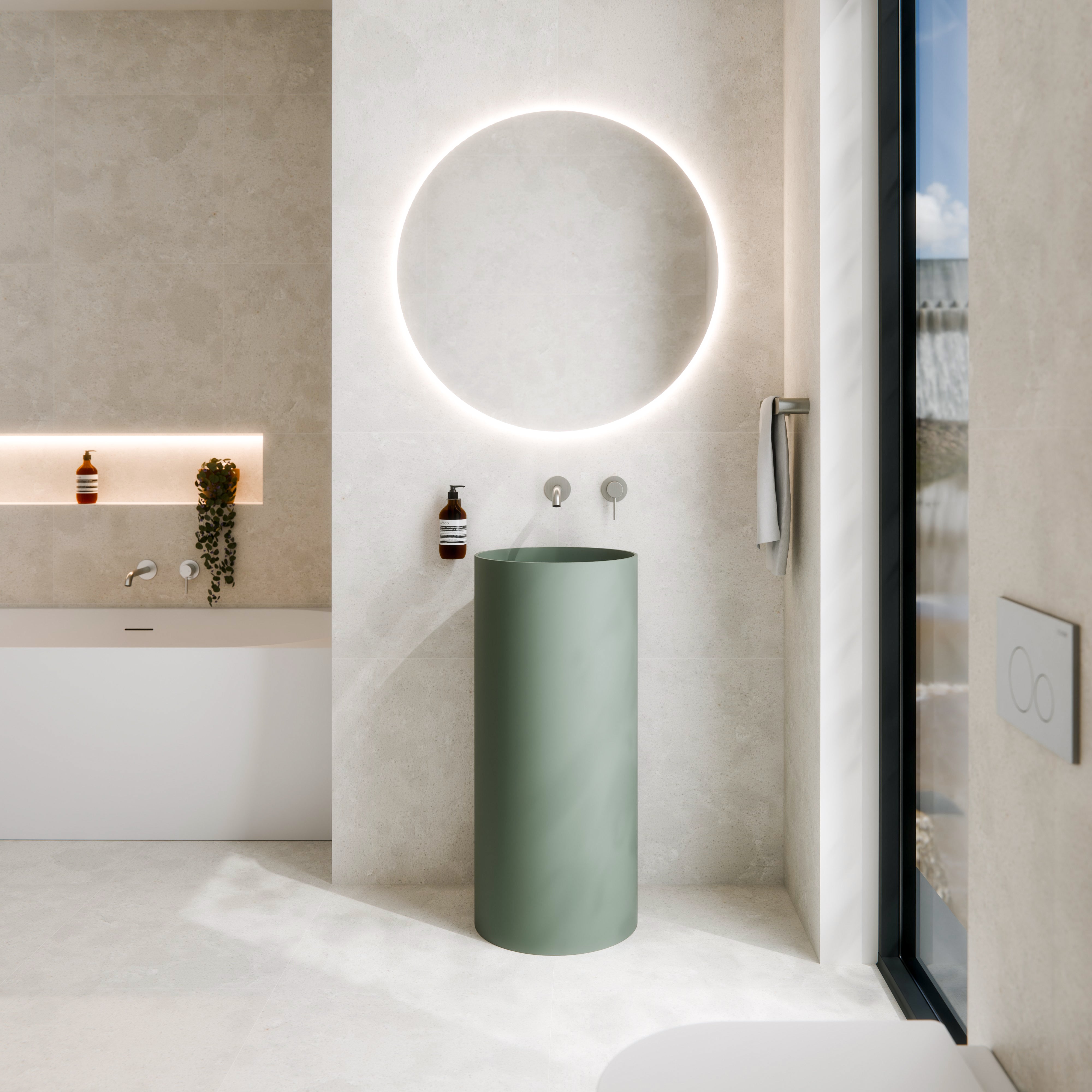 Code Halo Villastone Freestanding Round Basin